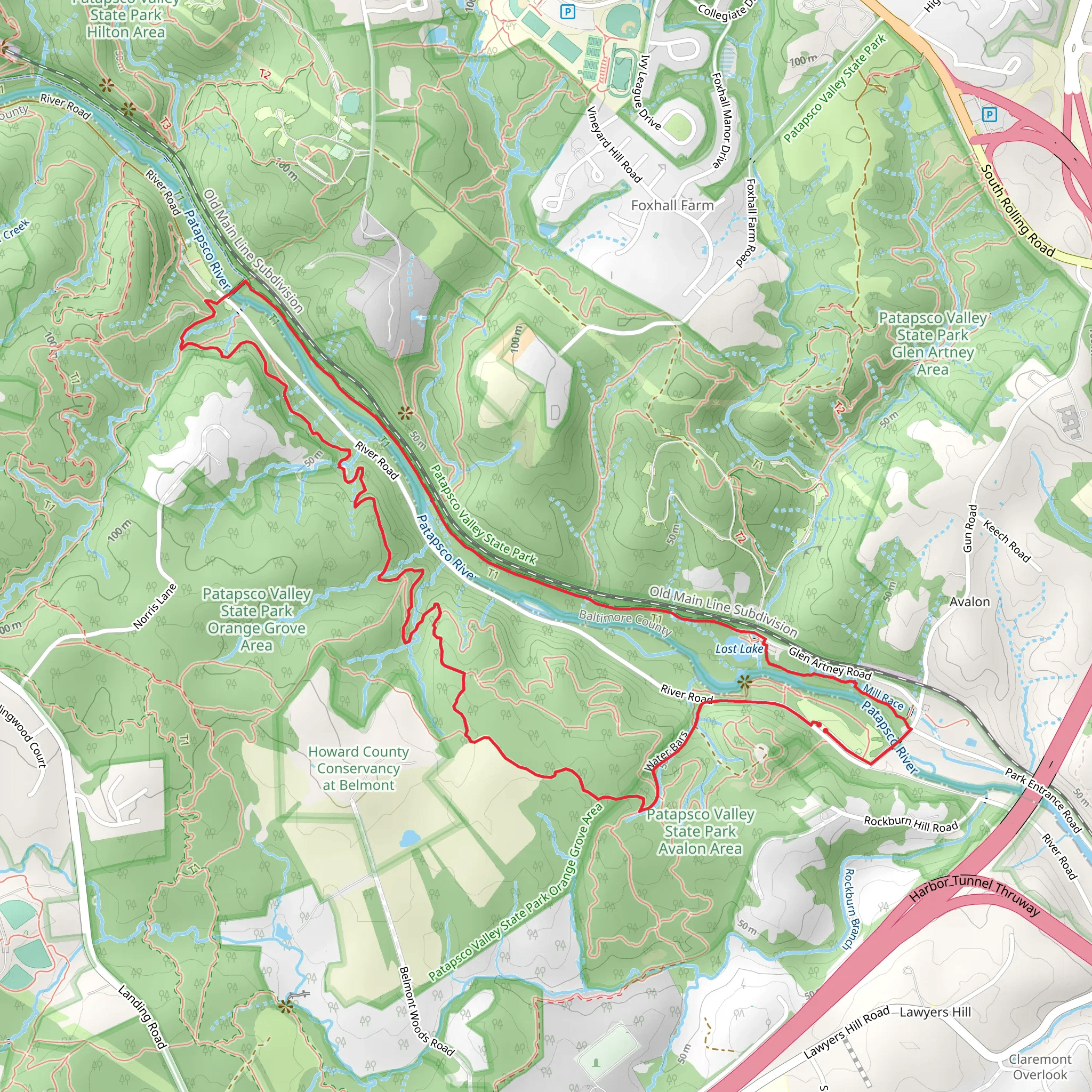 Avalon Mill Race and Ridge Loop Trail mobile static map
