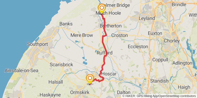 Upholland to Sawley Abbey Walk stage 2 Map