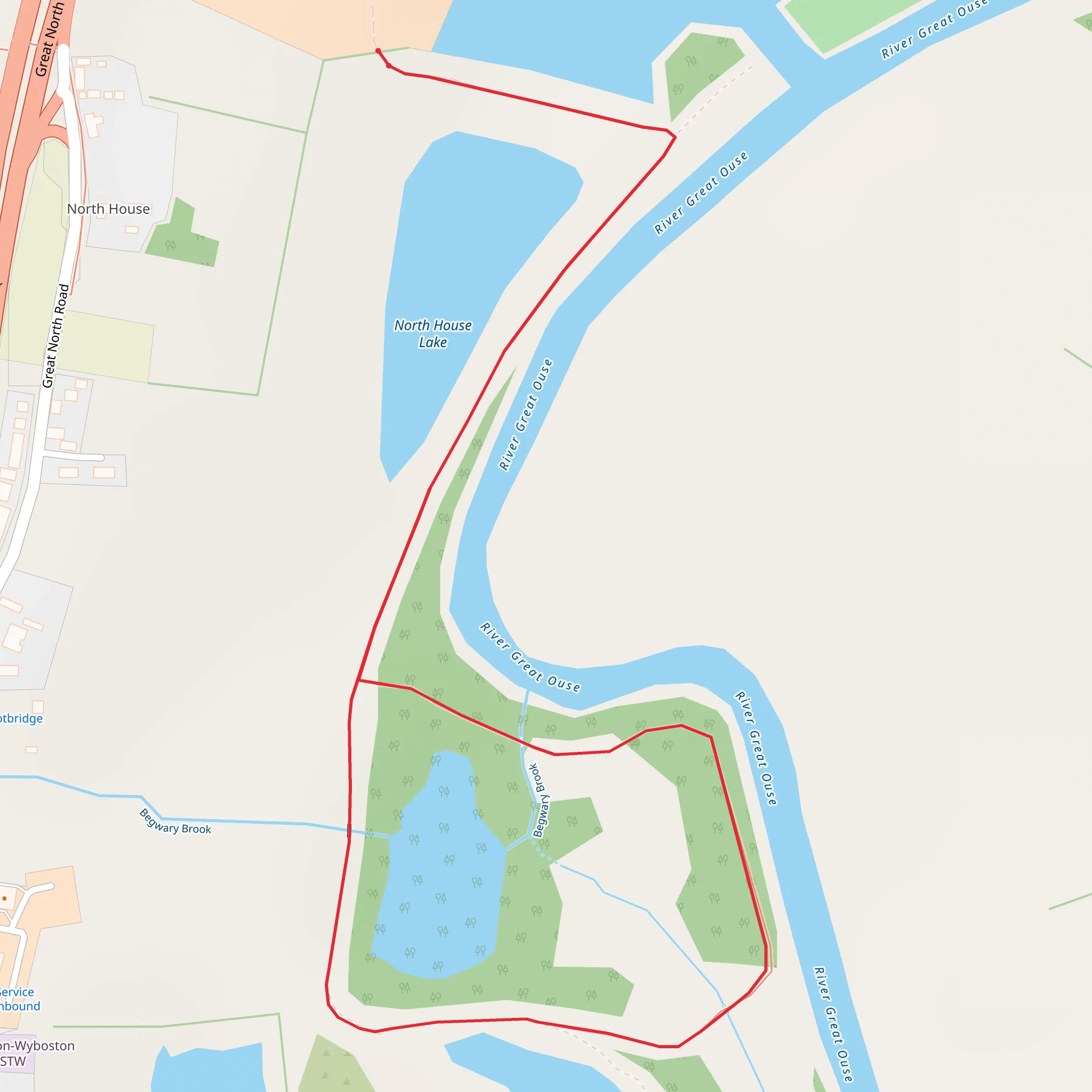 Wyboston Lakes Loop mobile static map