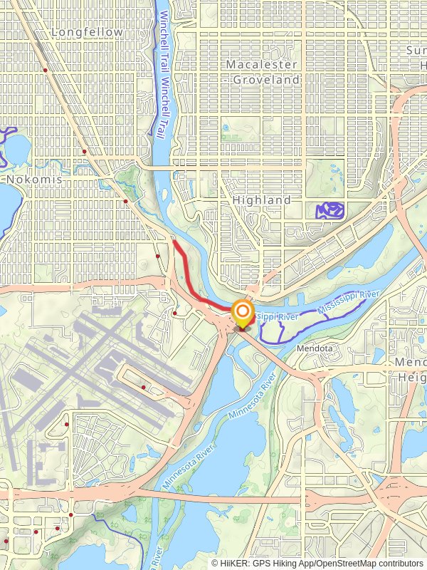 Minnehaha Trail Out and Back mobile static map