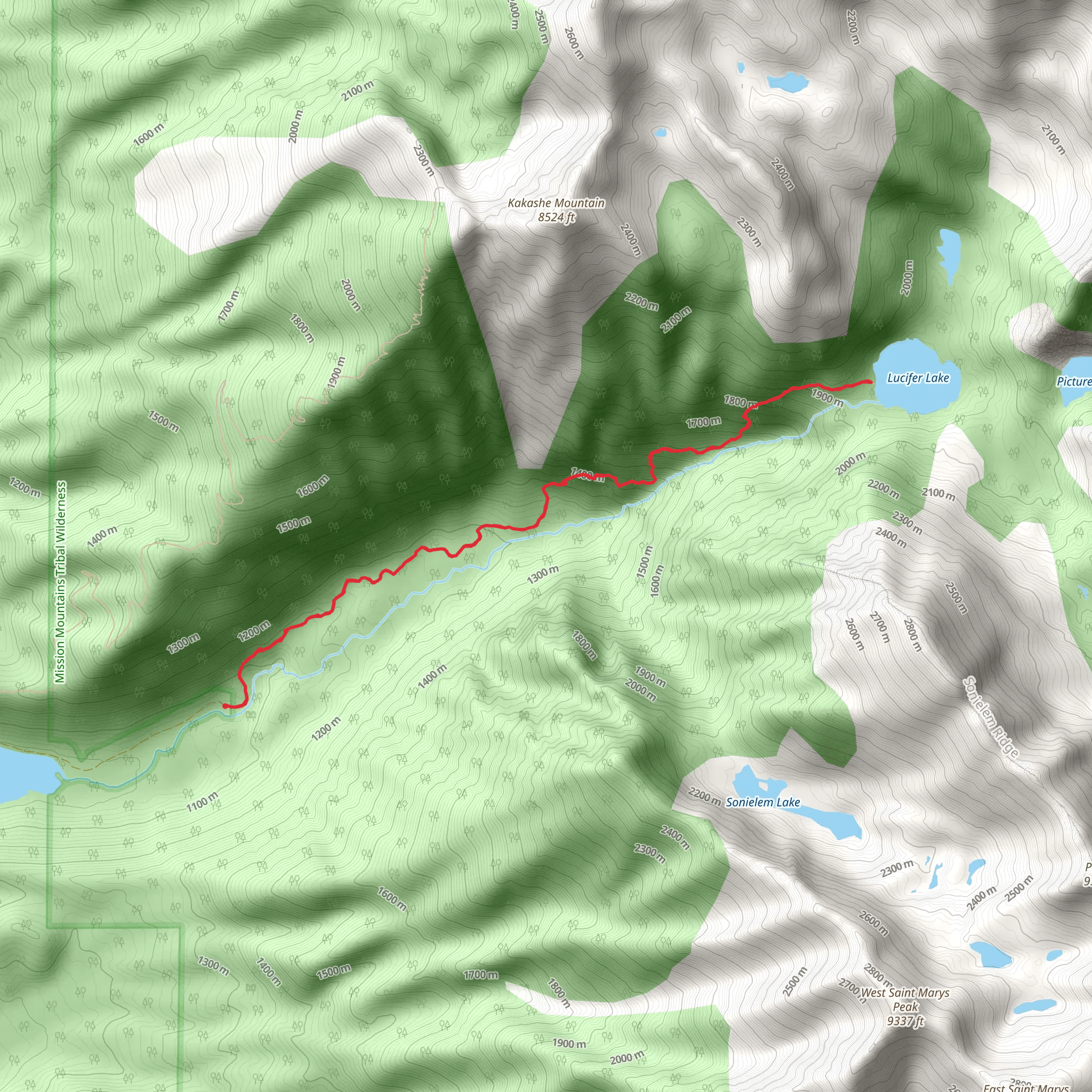 Lucifer Lake Trail mobile static map