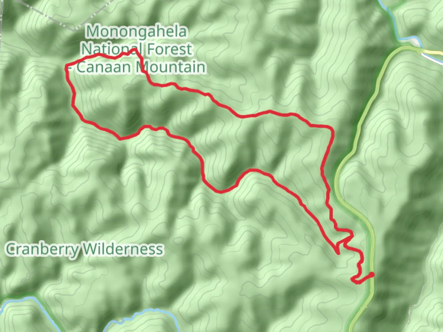 An image depicting the trail North Fork, Sugar Creek Mountain and Middle Fork Loop Trail and its surrounding area.
