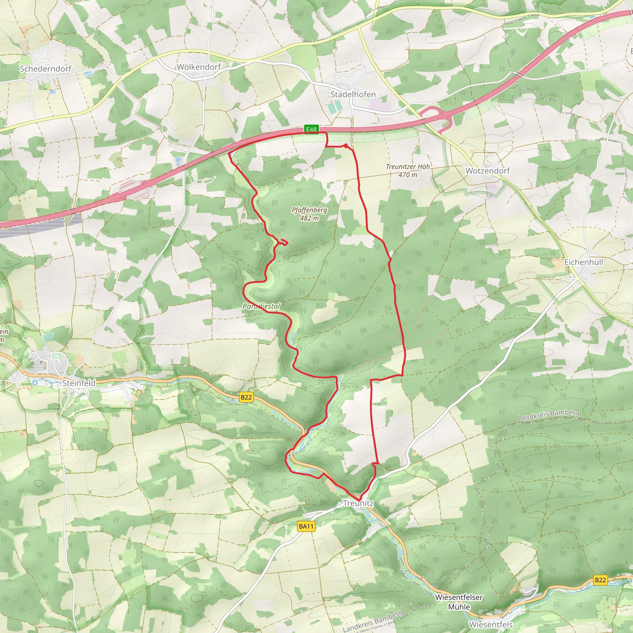 Rundweg Paradiestal mobile static map