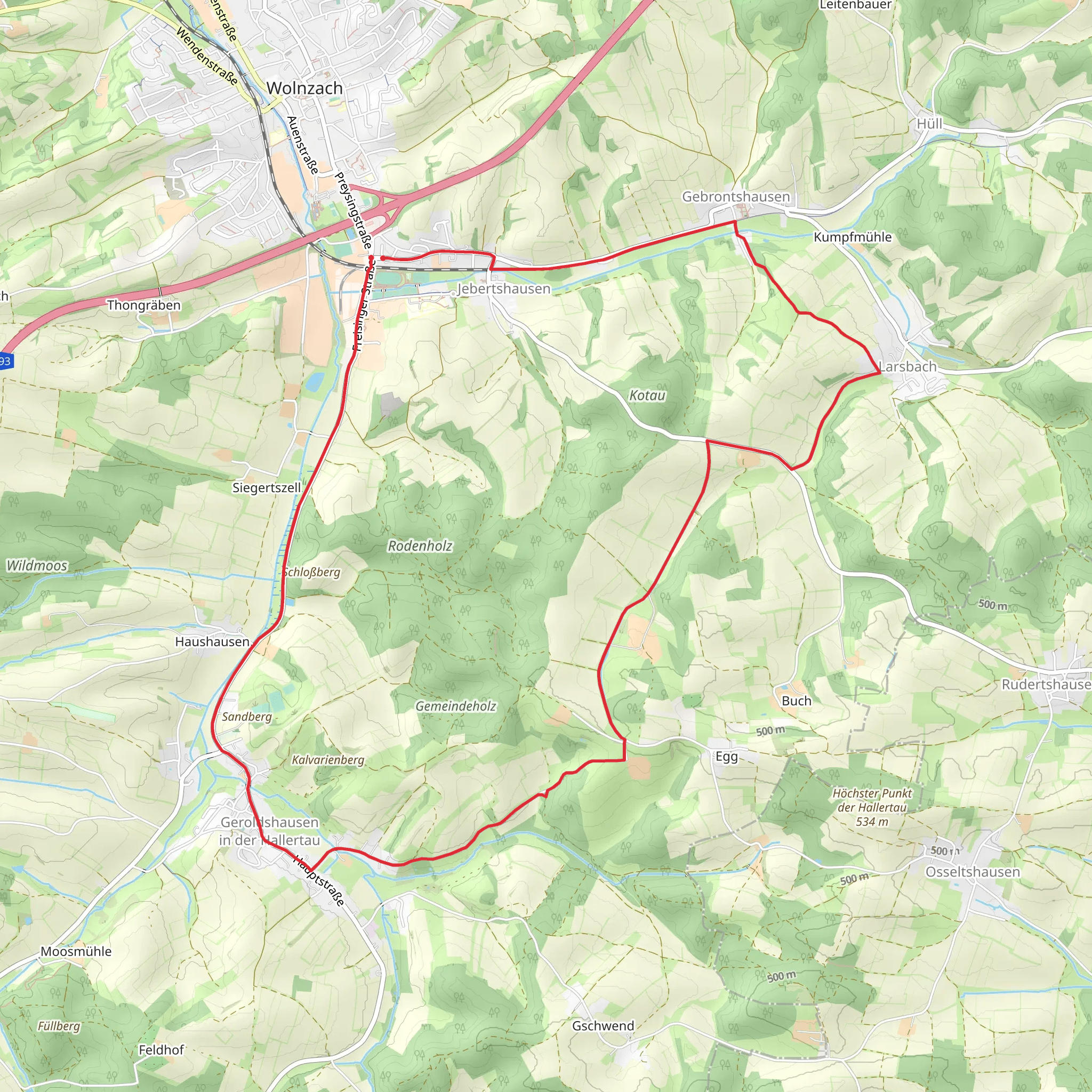 Jebertshausen Loop via Mittelalterliche Wehranlage mobile static map