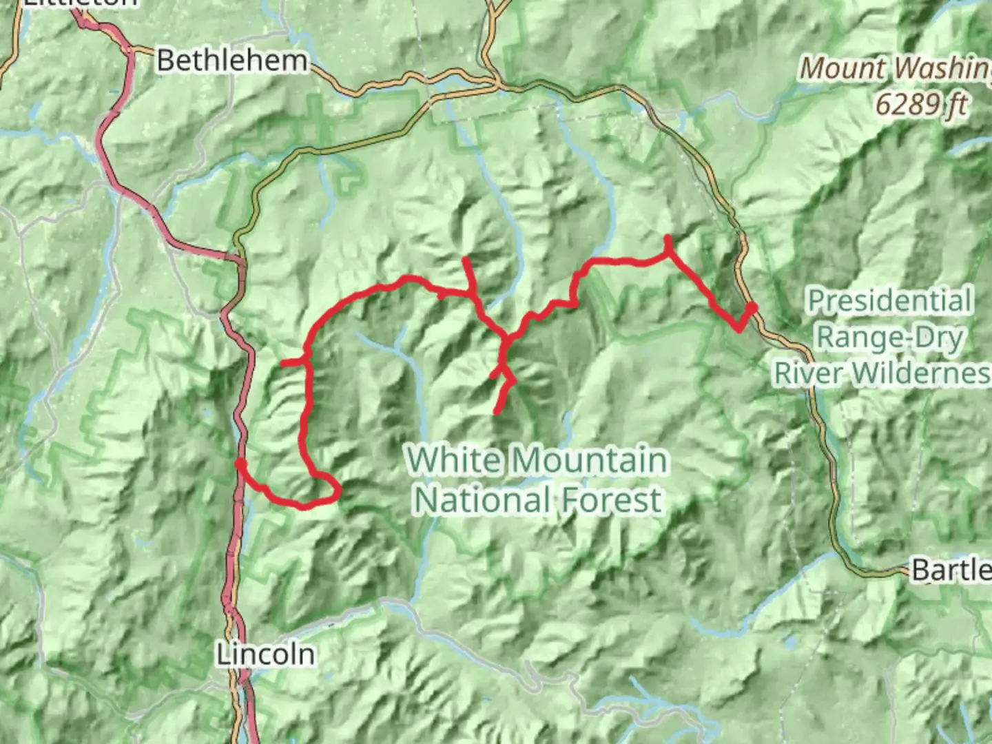 An image depicting the trail The Basin to Wiliey Pond and its surrounding area.