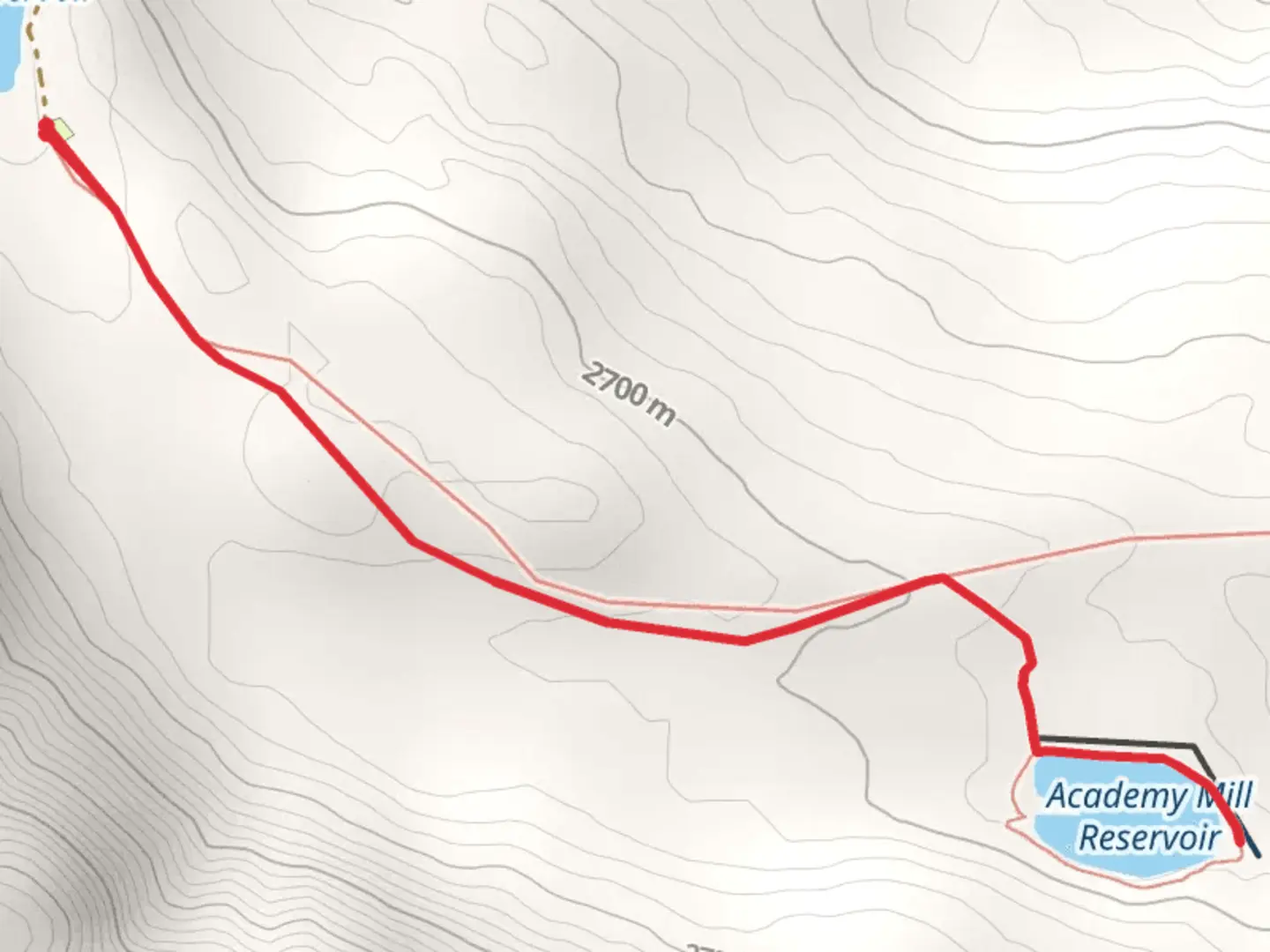 An image depicting the trail Academy Mill Reservoir Out and Back and its surrounding area.
