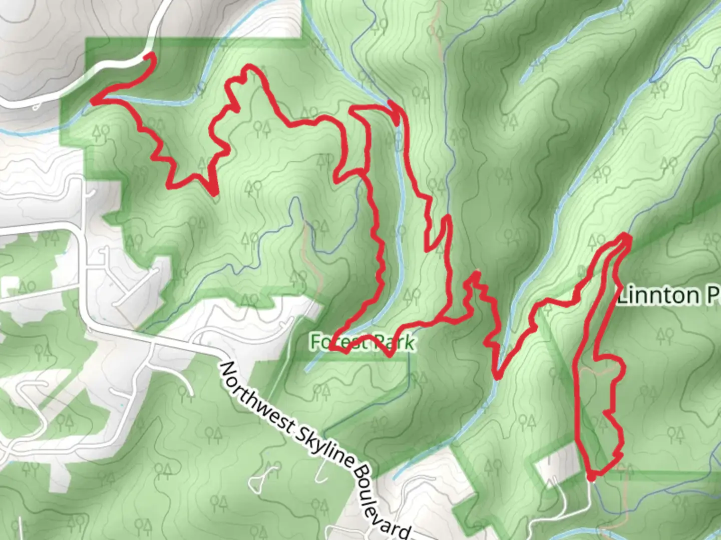 An image depicting the trail Northwest Newton Road - Wildwood Loop Trail and its surrounding area.