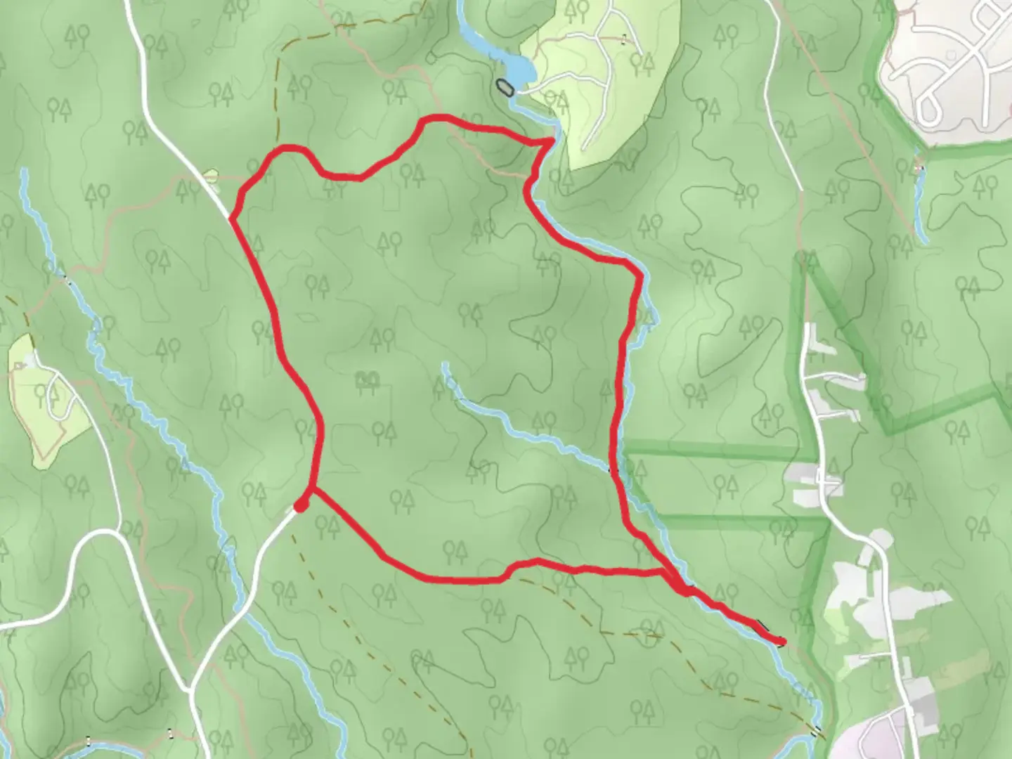 An image depicting the trail Cabin Branch Pyrite Mine Trail, North Valley and Quantico Cascades Loop Trail and its surrounding area.