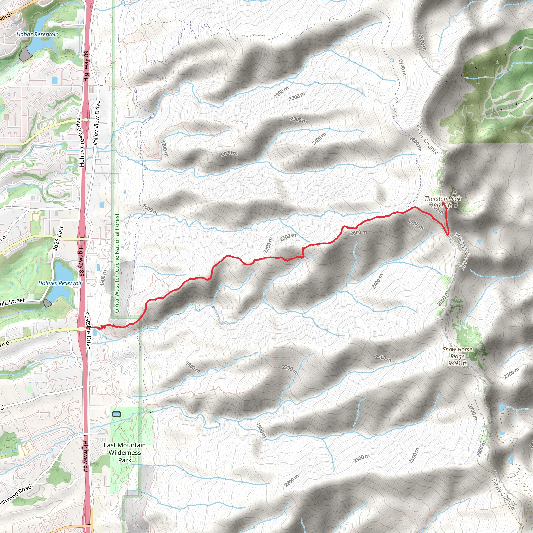 Thurston Peak Trail and Adams Canyon North Ridge mobile static map