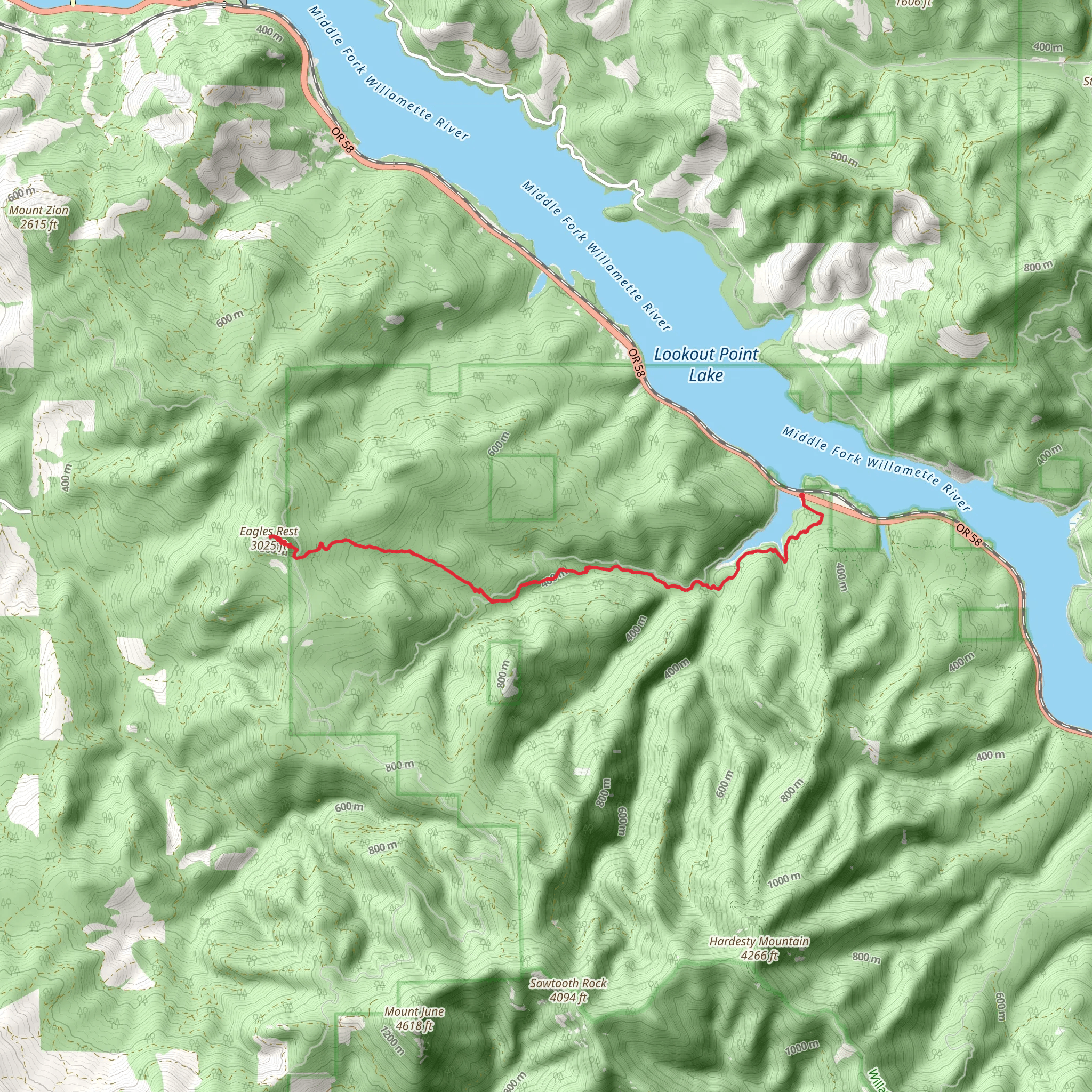 Eagles Rest via Goodman Creek Trail mobile static map