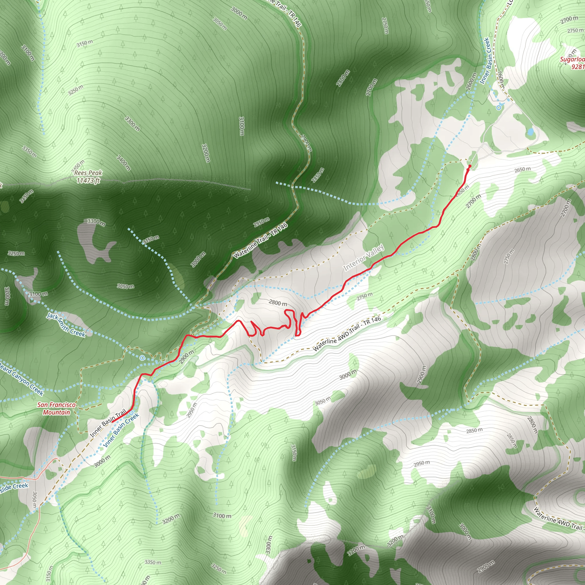 Inner Basin Trail - Short mobile static map