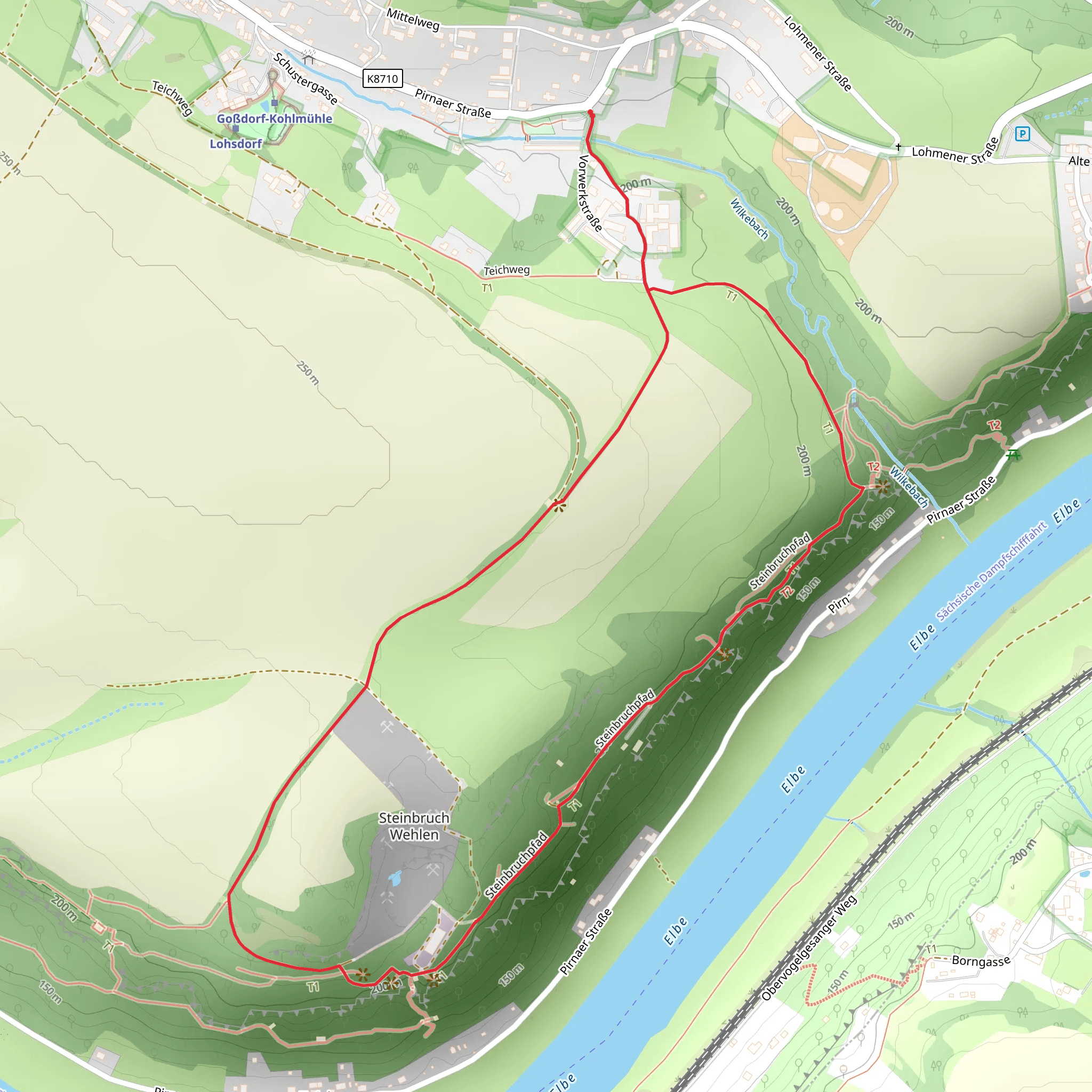 Panoramablick, Steinbruch Wehlen Loop via Steinbruchpfad mobile static map