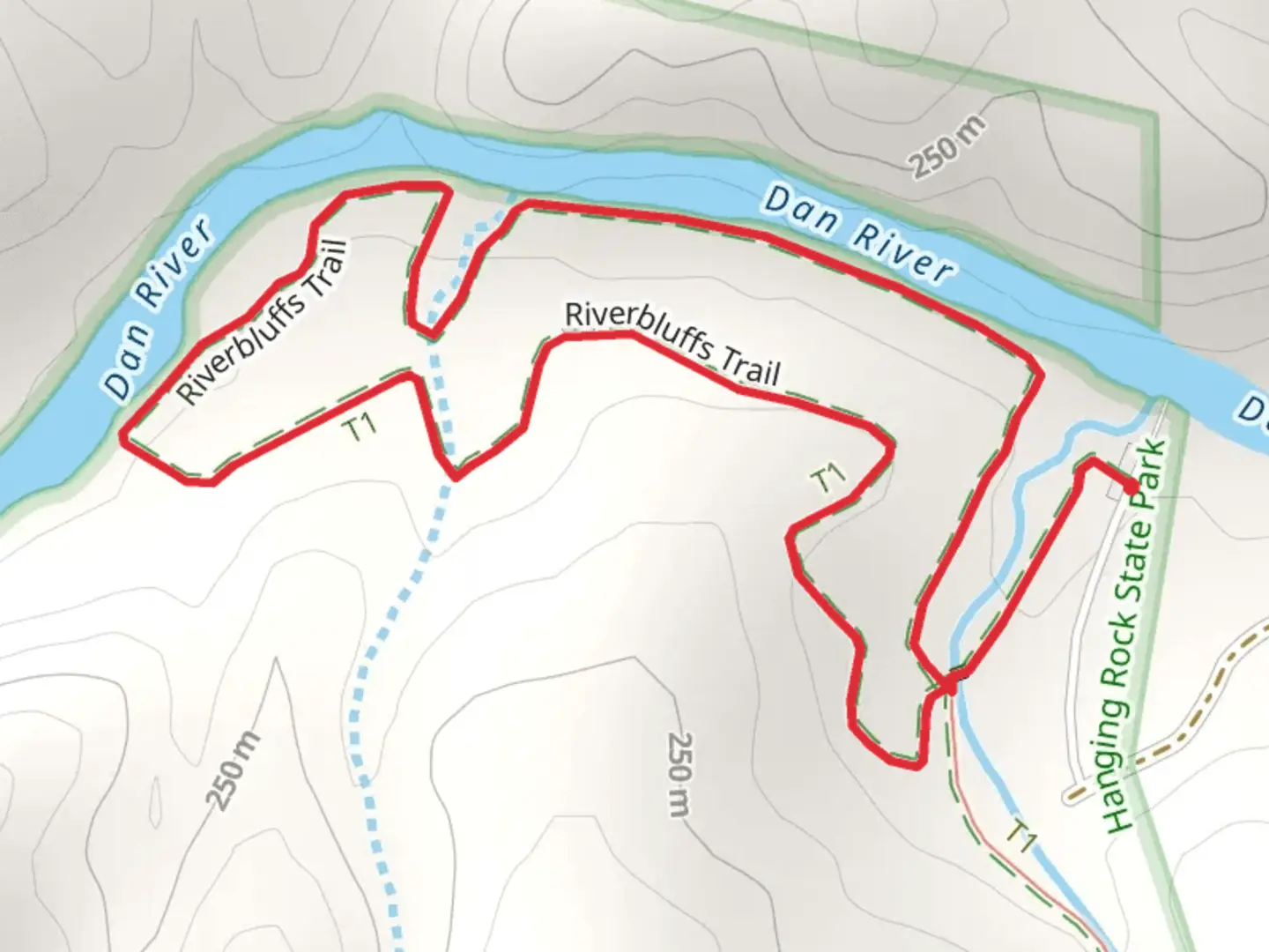 An image depicting the trail Riverbluffs Loop Trail and its surrounding area.