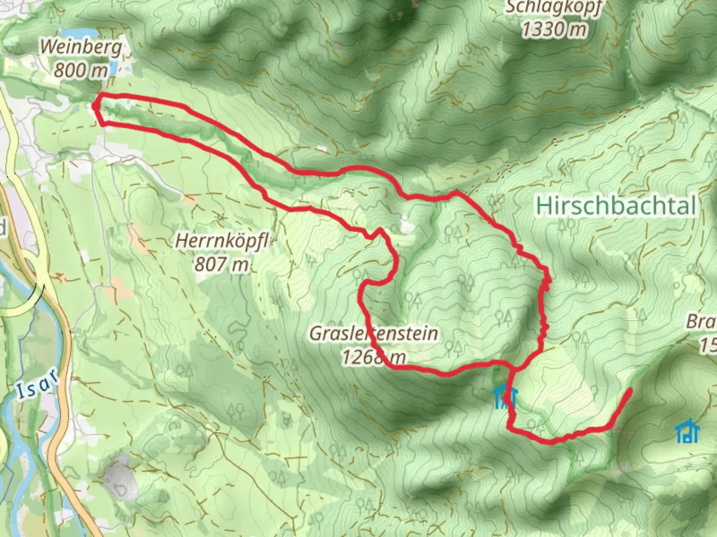 An image depicting the trail Grasleitenstein Grasleitenkopf and Seekarkreuz via Aplina Purple and its surrounding area.