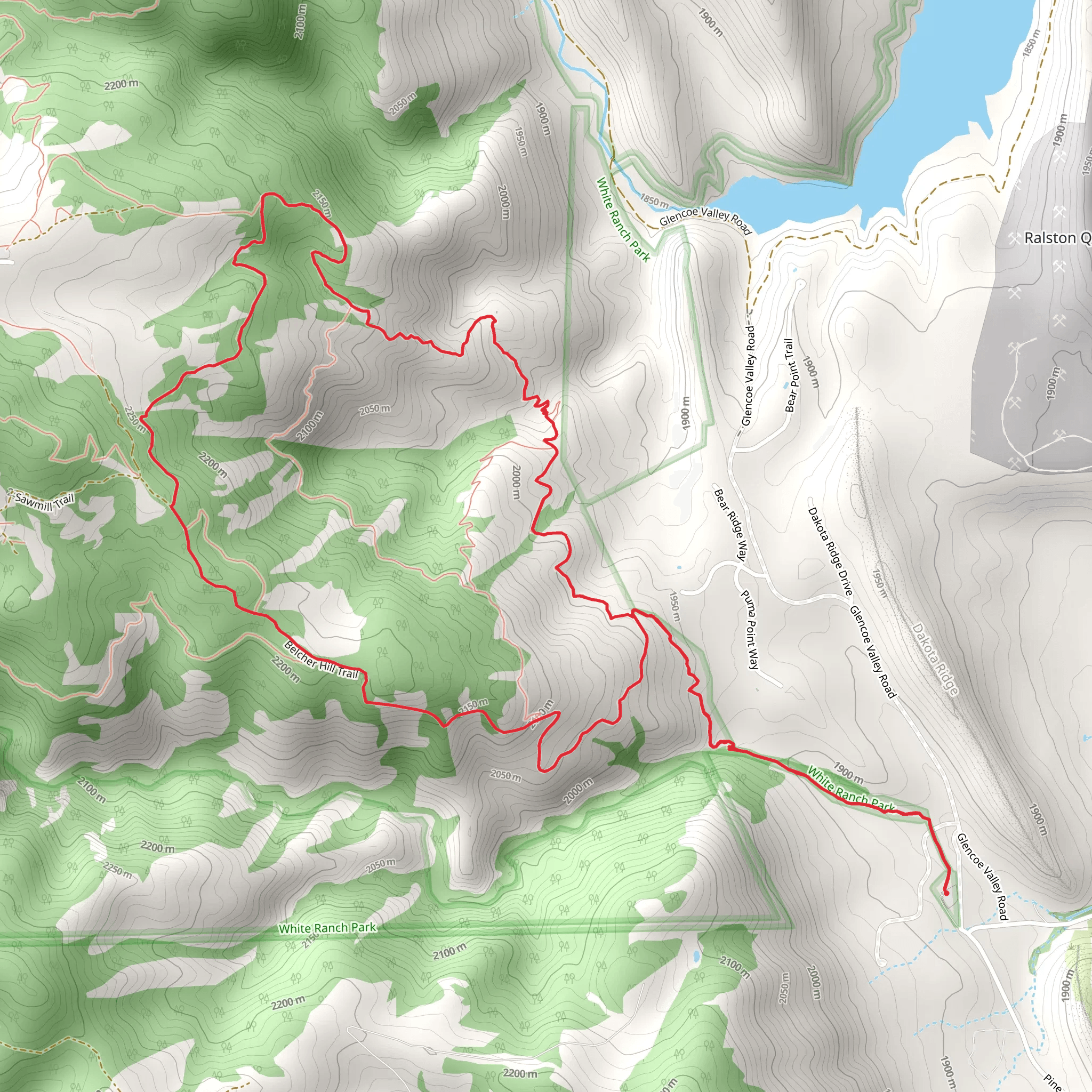 Belcher Hill, Maverick and Whippletree Loop Trail mobile static map