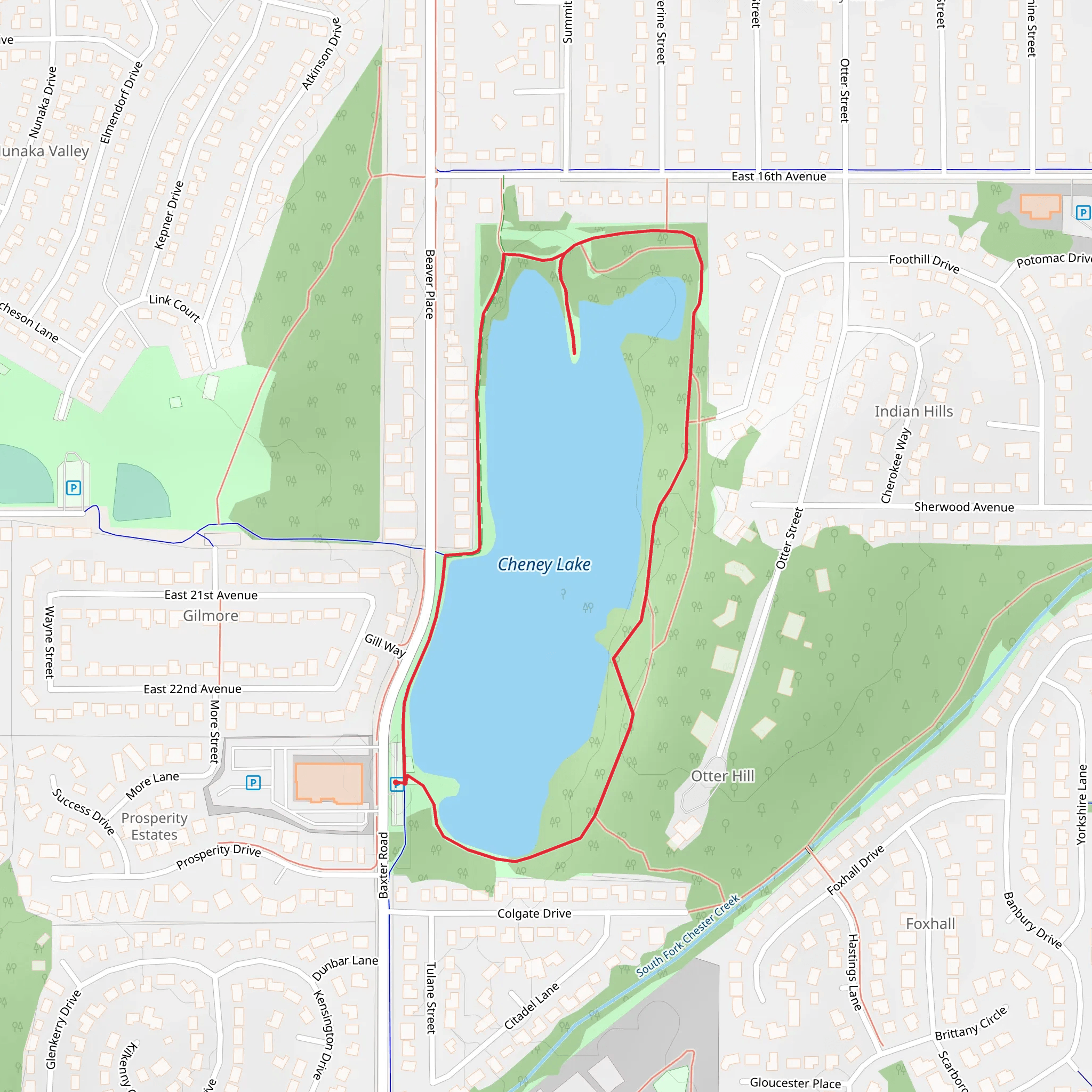 Cheney Lake Loop mobile static map