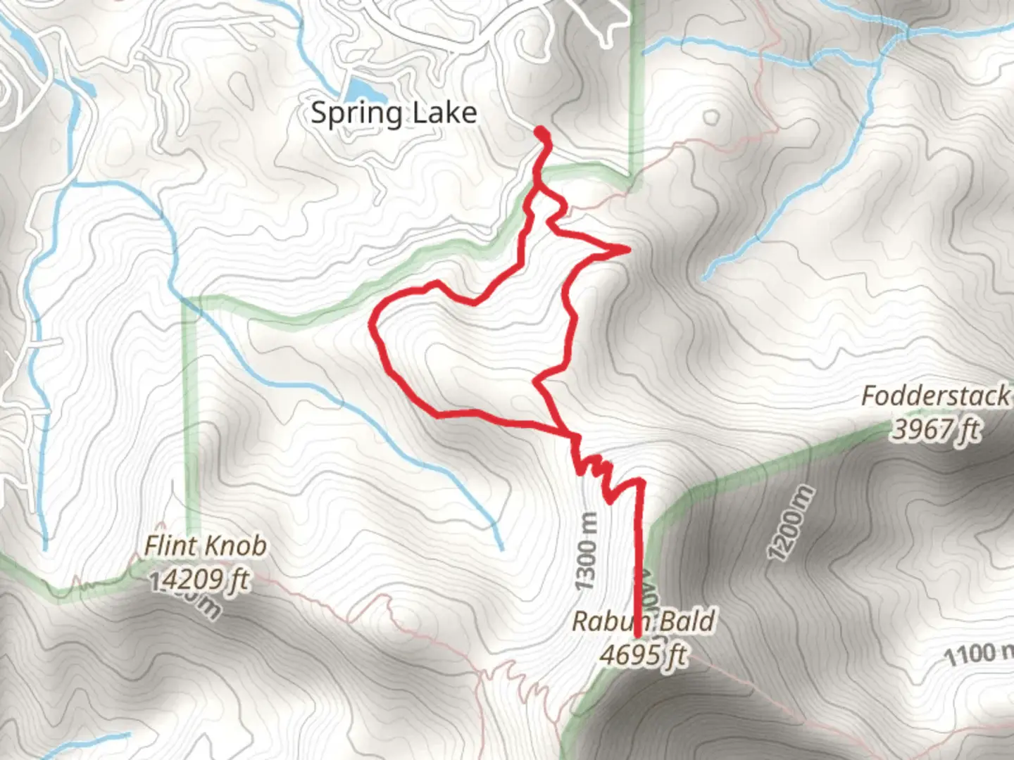 An image depicting the trail Rabun Bald via Bartram Trail Loop and its surrounding area.