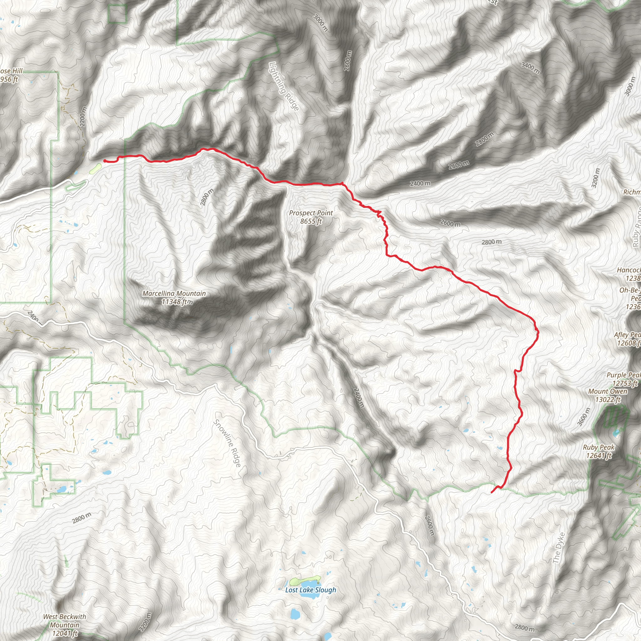 Silver Basin via Dark Canyon Trail mobile static map