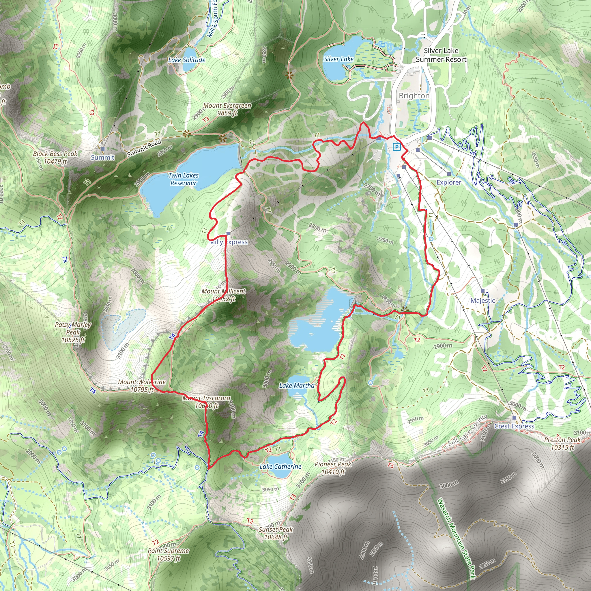 Catherines Pass Trail and Mount Millicent Loop mobile static map