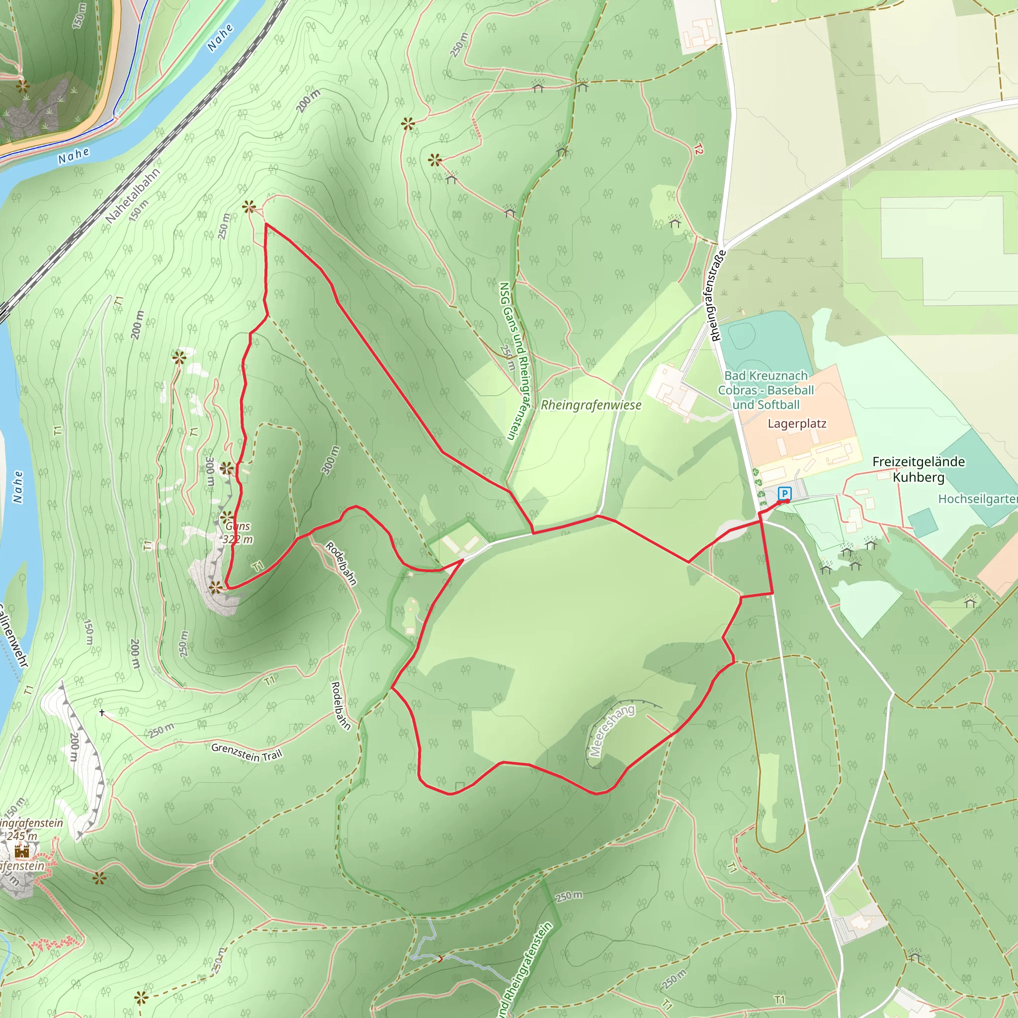 Schloss Rheingrafenstein and Gans Loop mobile static map