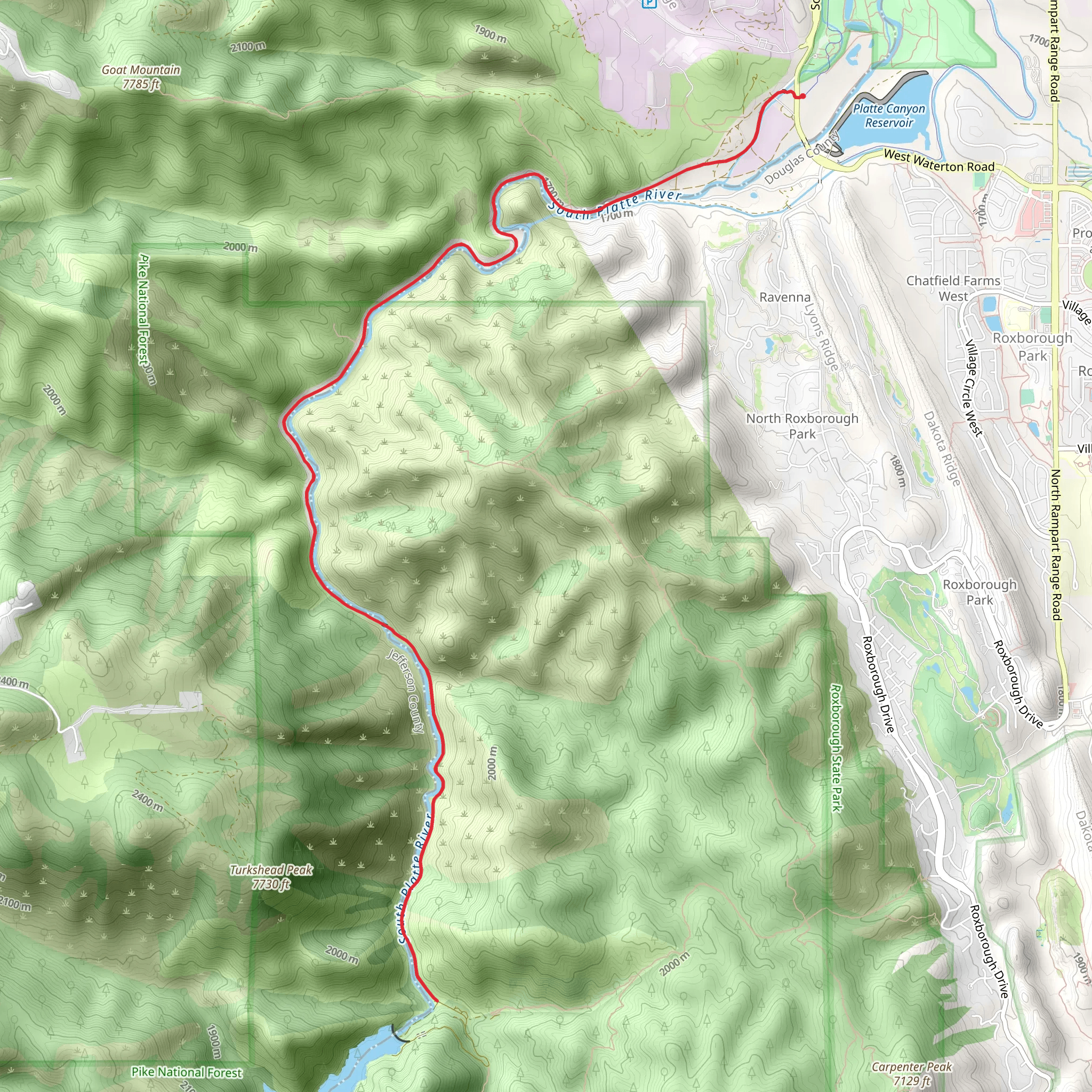Platte River Road - Colorado Trail mobile static map