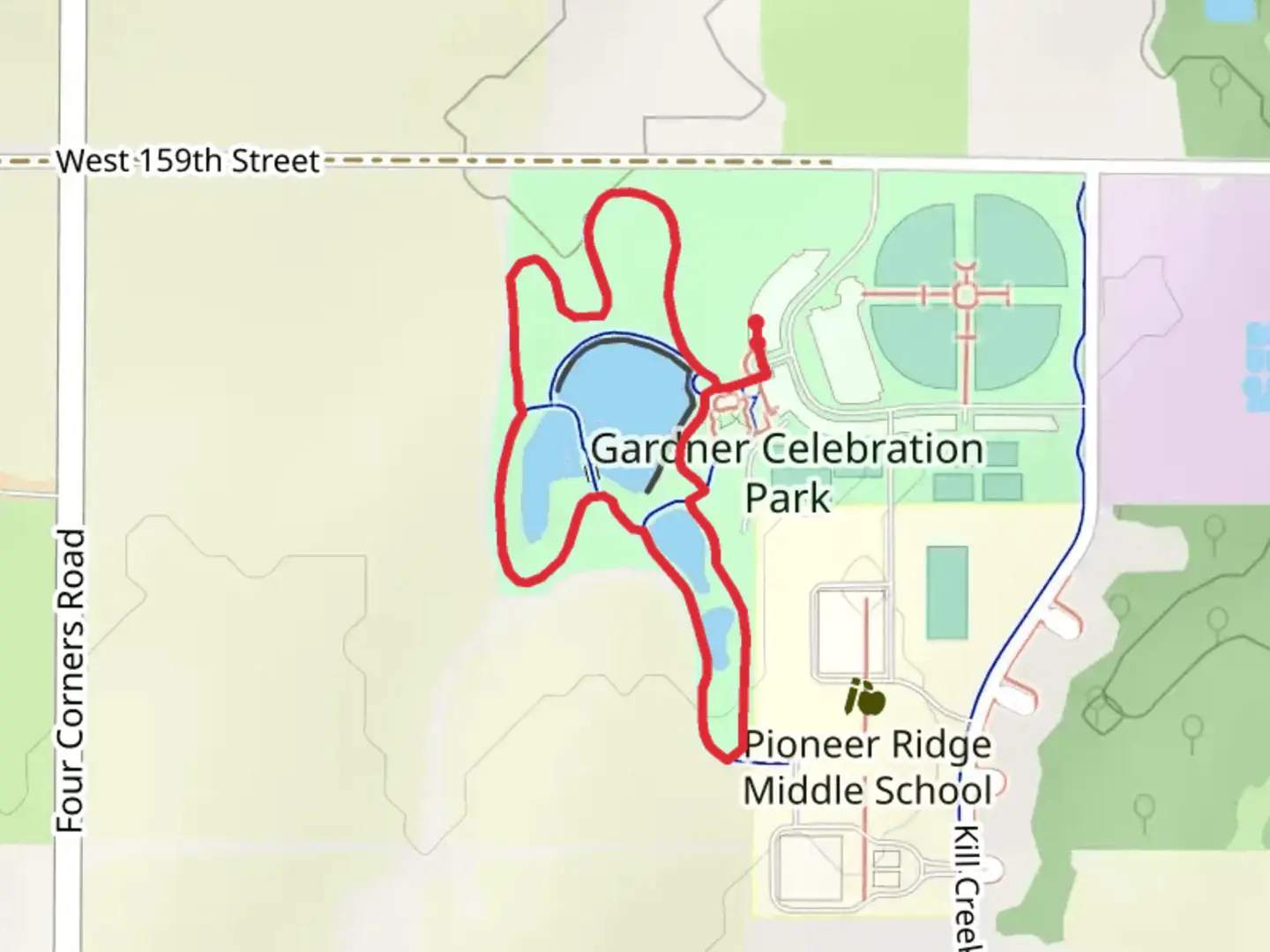An image depicting the trail Gardner Celebration Park Loop and its surrounding area.