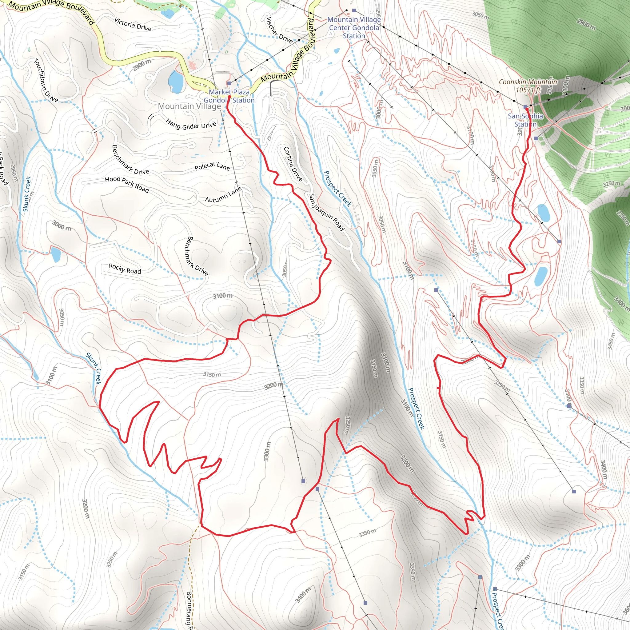 Coonskin Mountain and Prospect mobile static map