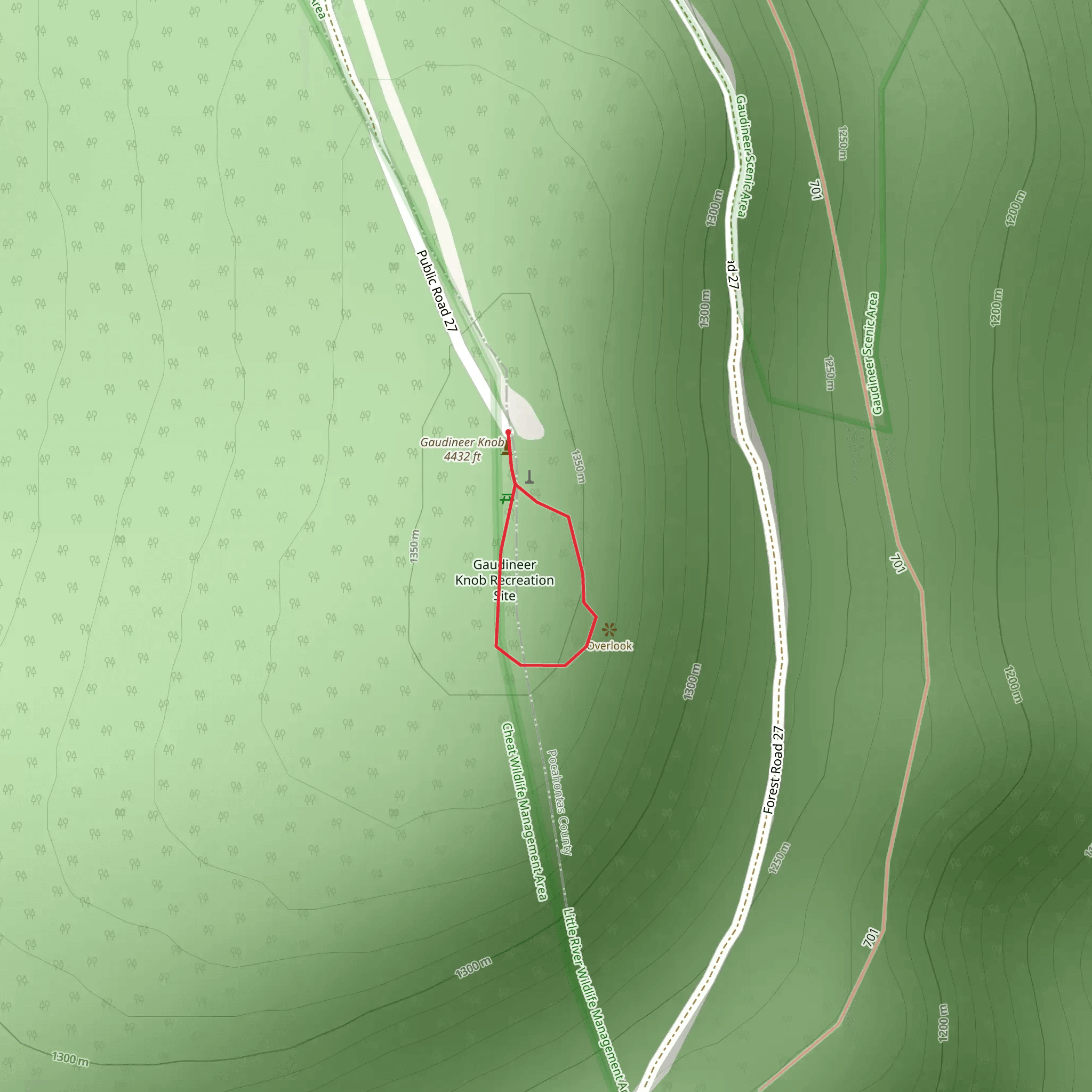 Gaudineer Knob Loop mobile static map