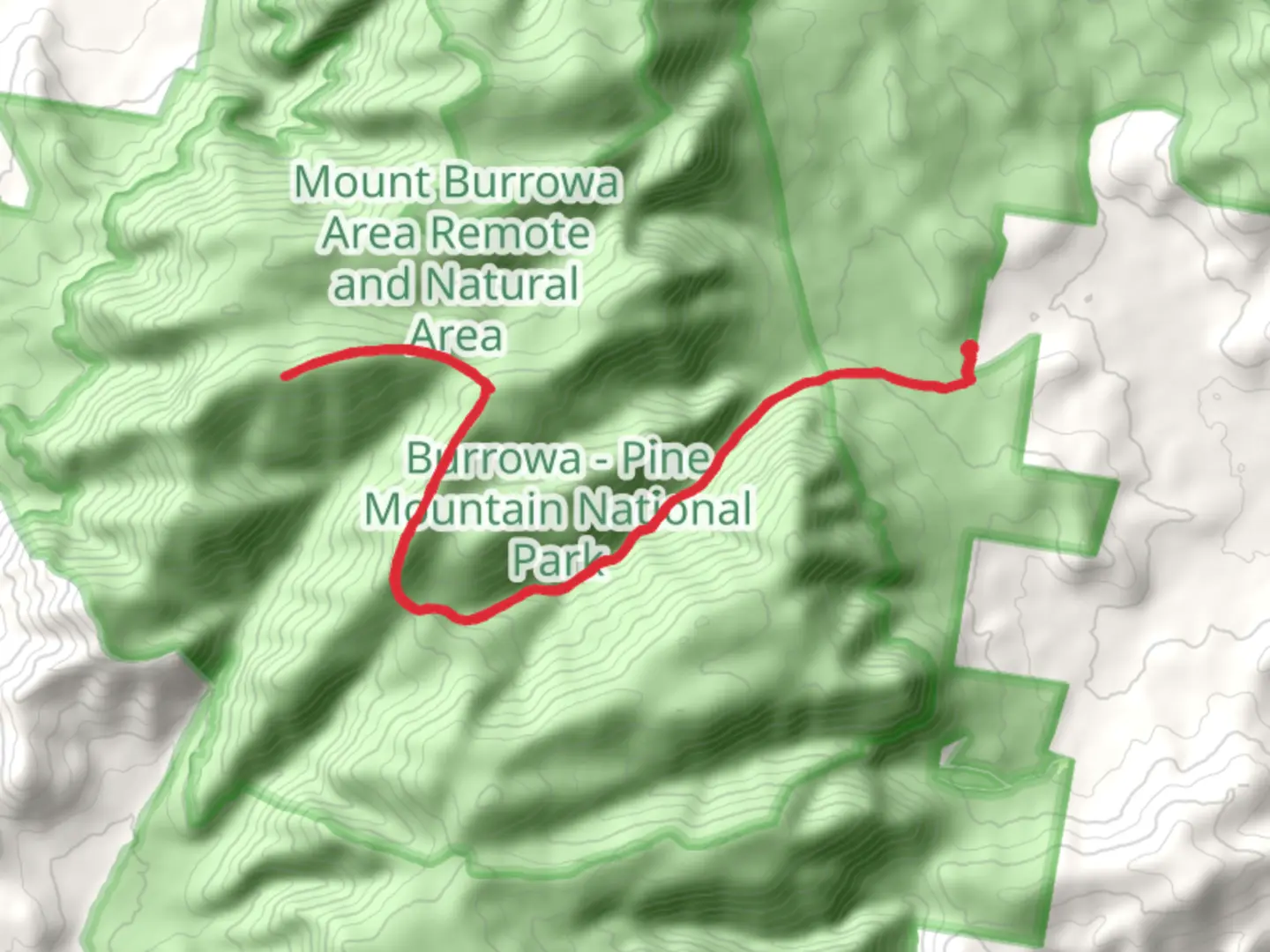 An image depicting the trail Mt Burrowa Trail and its surrounding area.