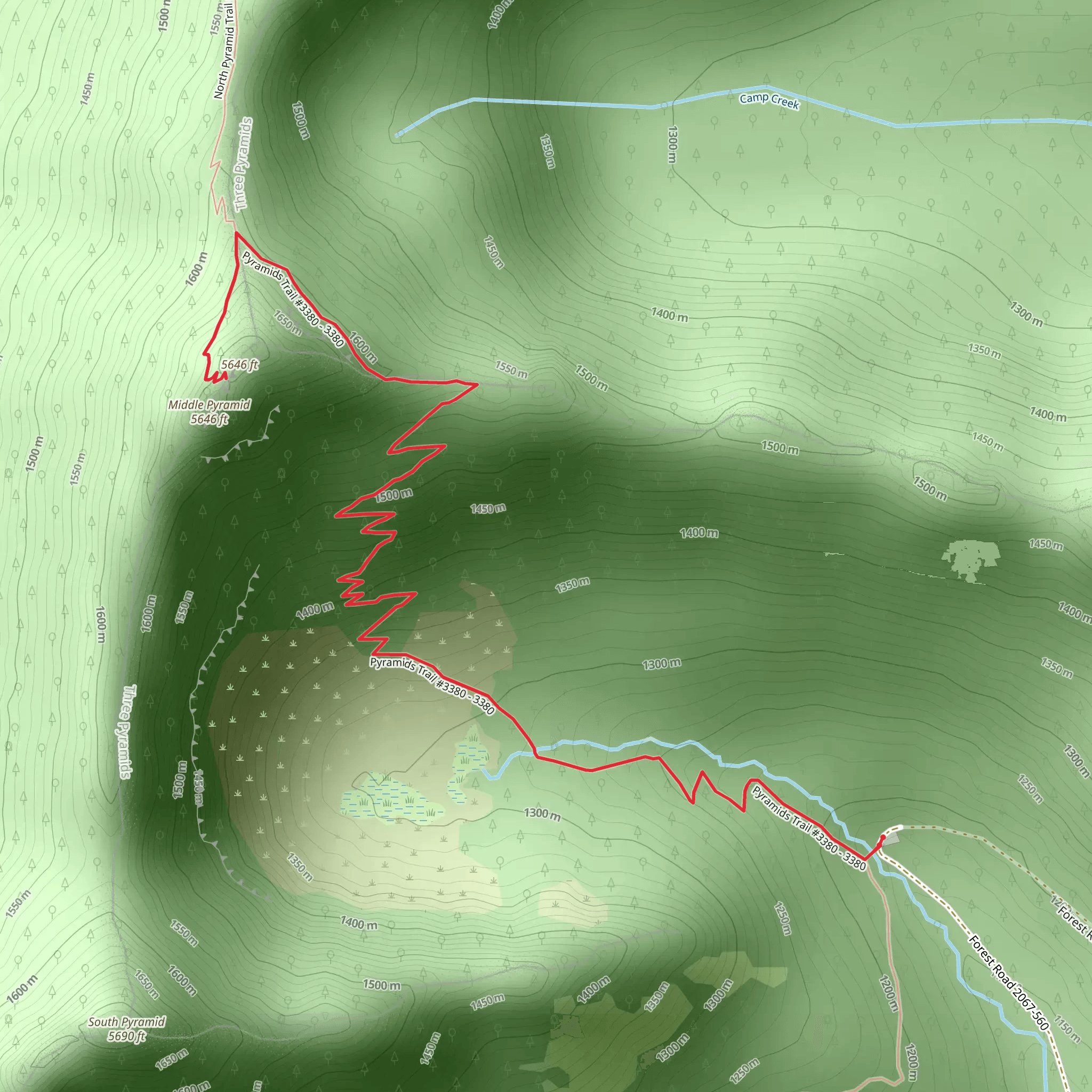 Middle Pyramid via Pyramids Trail mobile static map