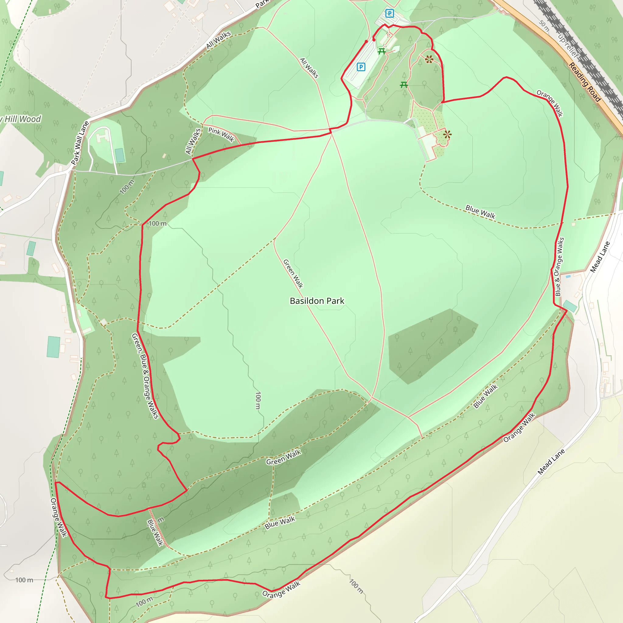 Basildon Park Walk mobile static map