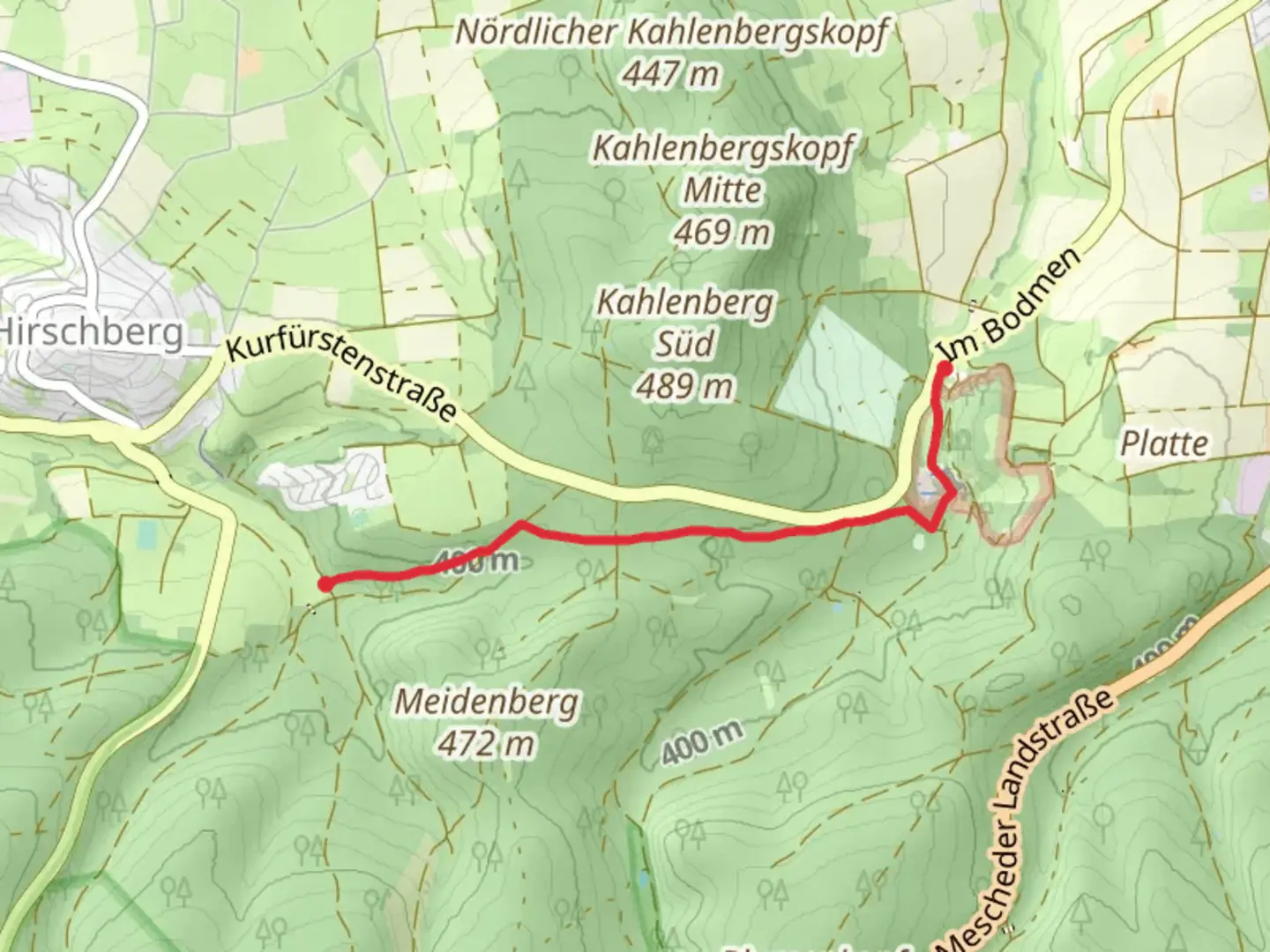An image depicting the trail Dindeltor to Warsteiner Waldwirtschaft Walk and its surrounding area.