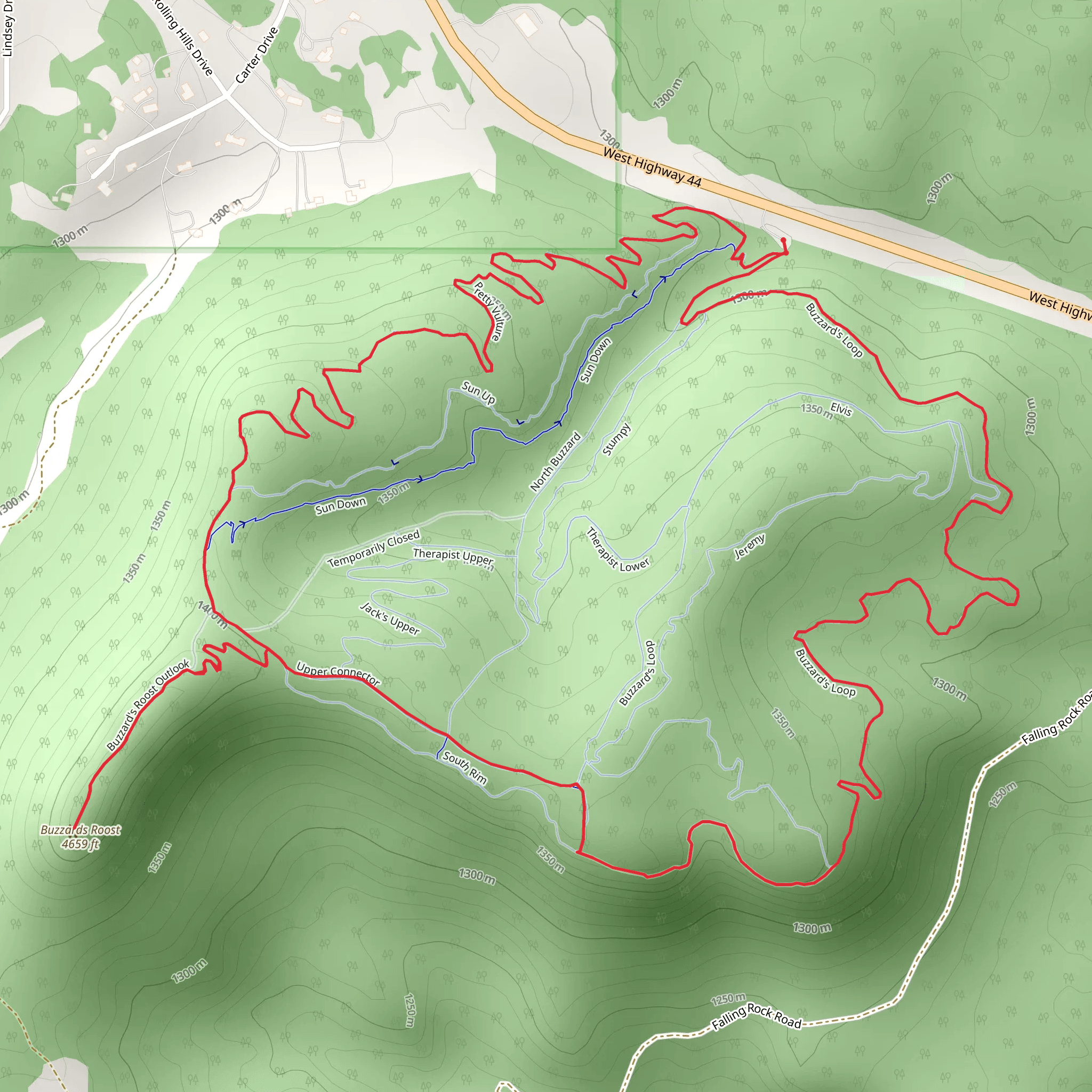 Buzzards Loop and Upper Connector mobile static map