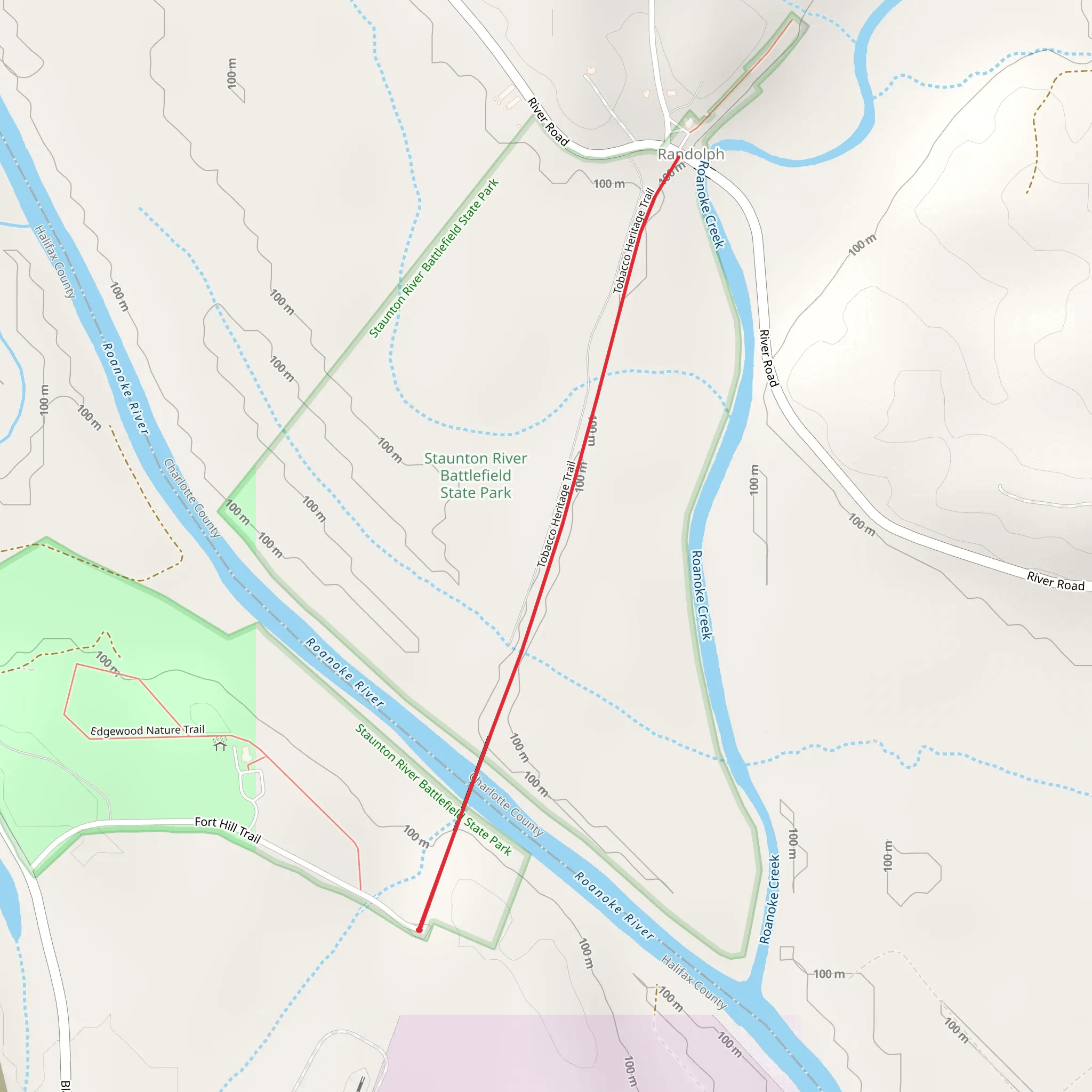 Tobacco Heritage Trail via Fort Hill Trail mobile static map