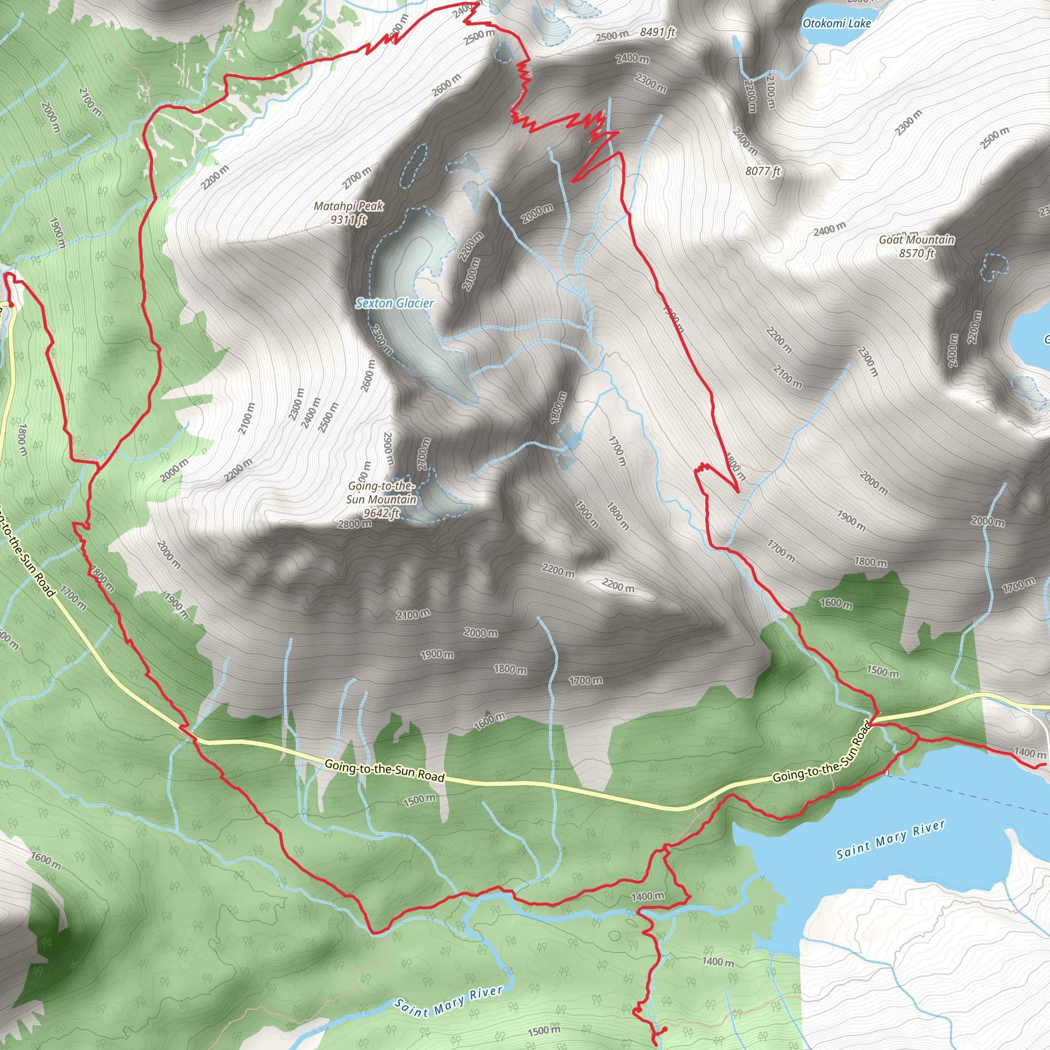 Siyeh Pass Loop mobile static map