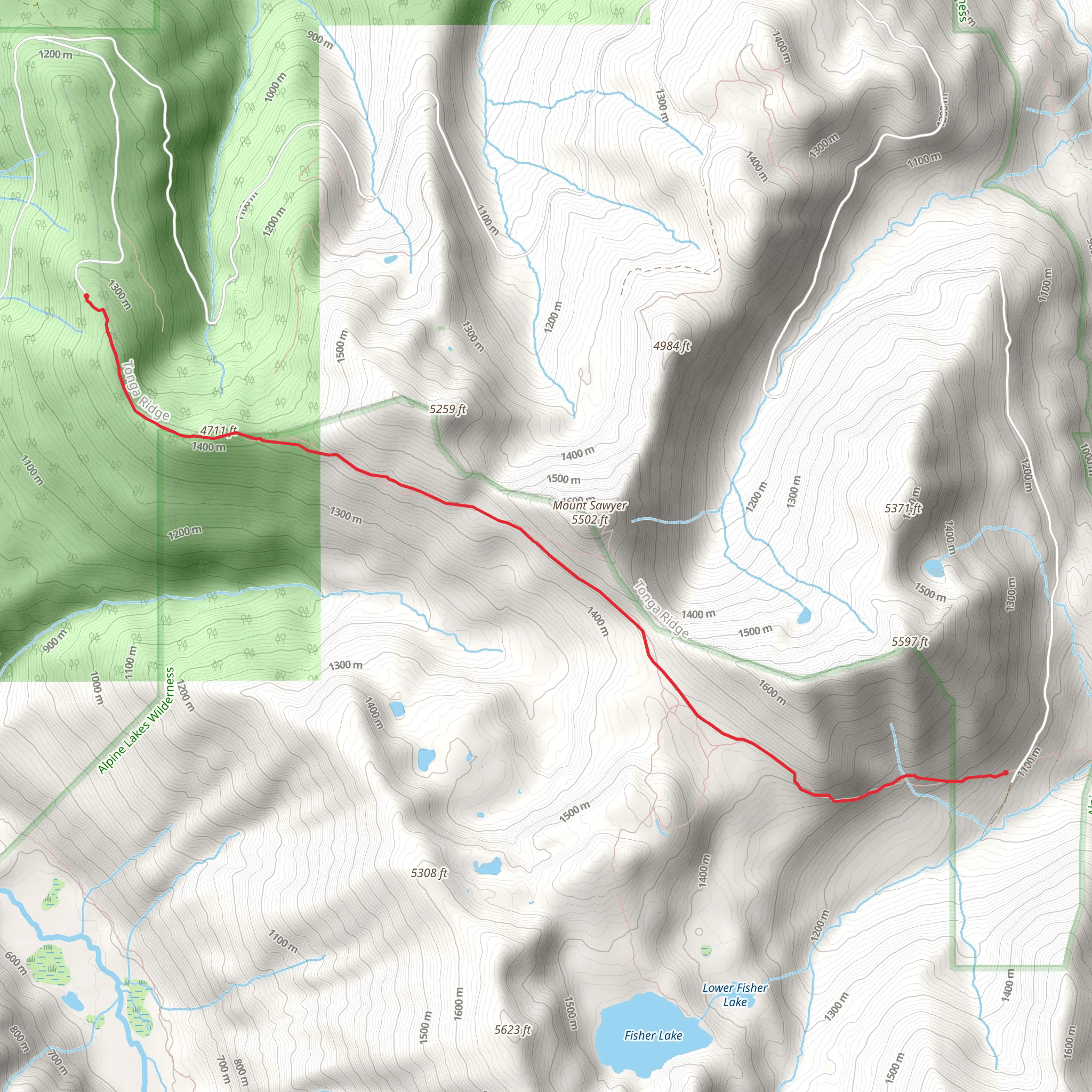 Tonga Ridge Trail mobile static map