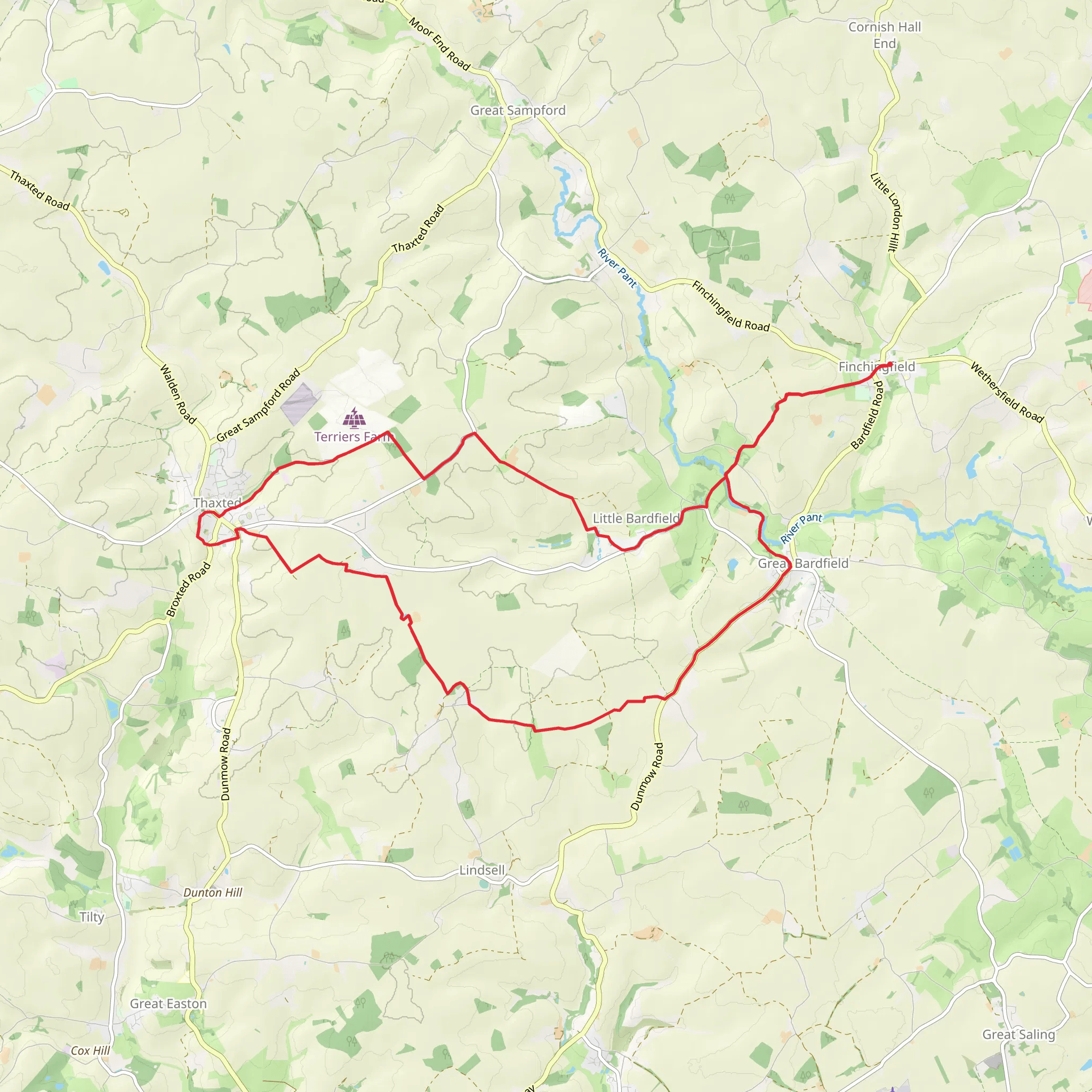 Finchingfield to Thaxted Loop mobile static map