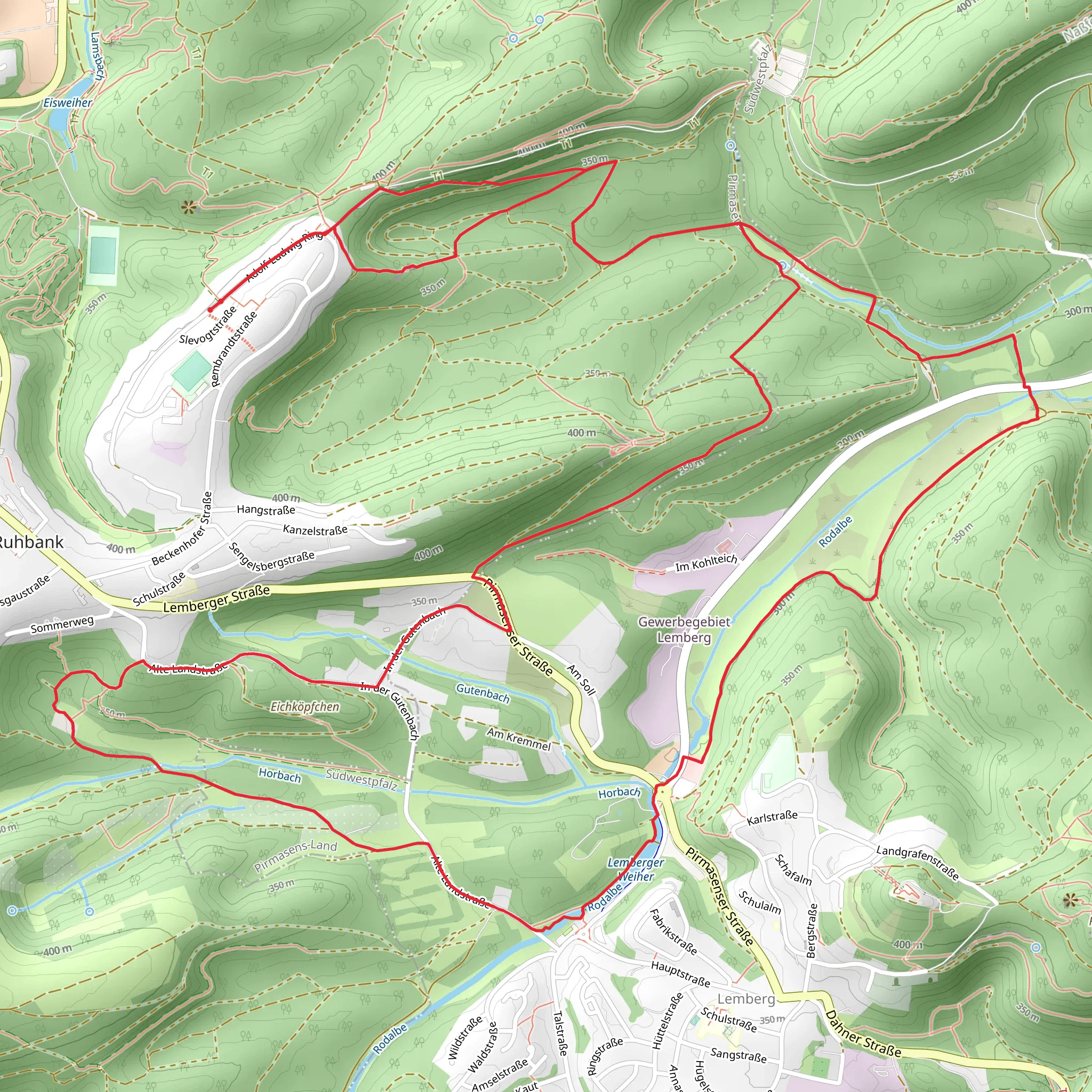 Lemberger Weiher Loop via Arius Tour and Felsenwaldtour mobile static map