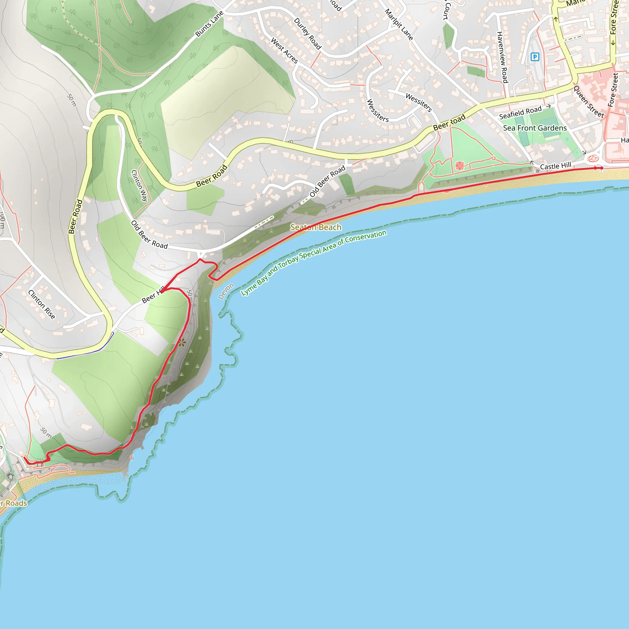 Whitecliff and Beer Beach mobile static map