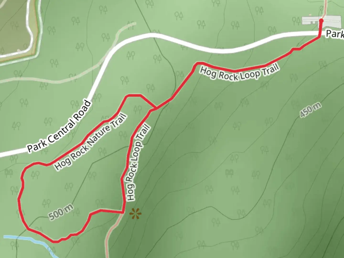 An image depicting the trail Hog Rock Loop Trail and its surrounding area.