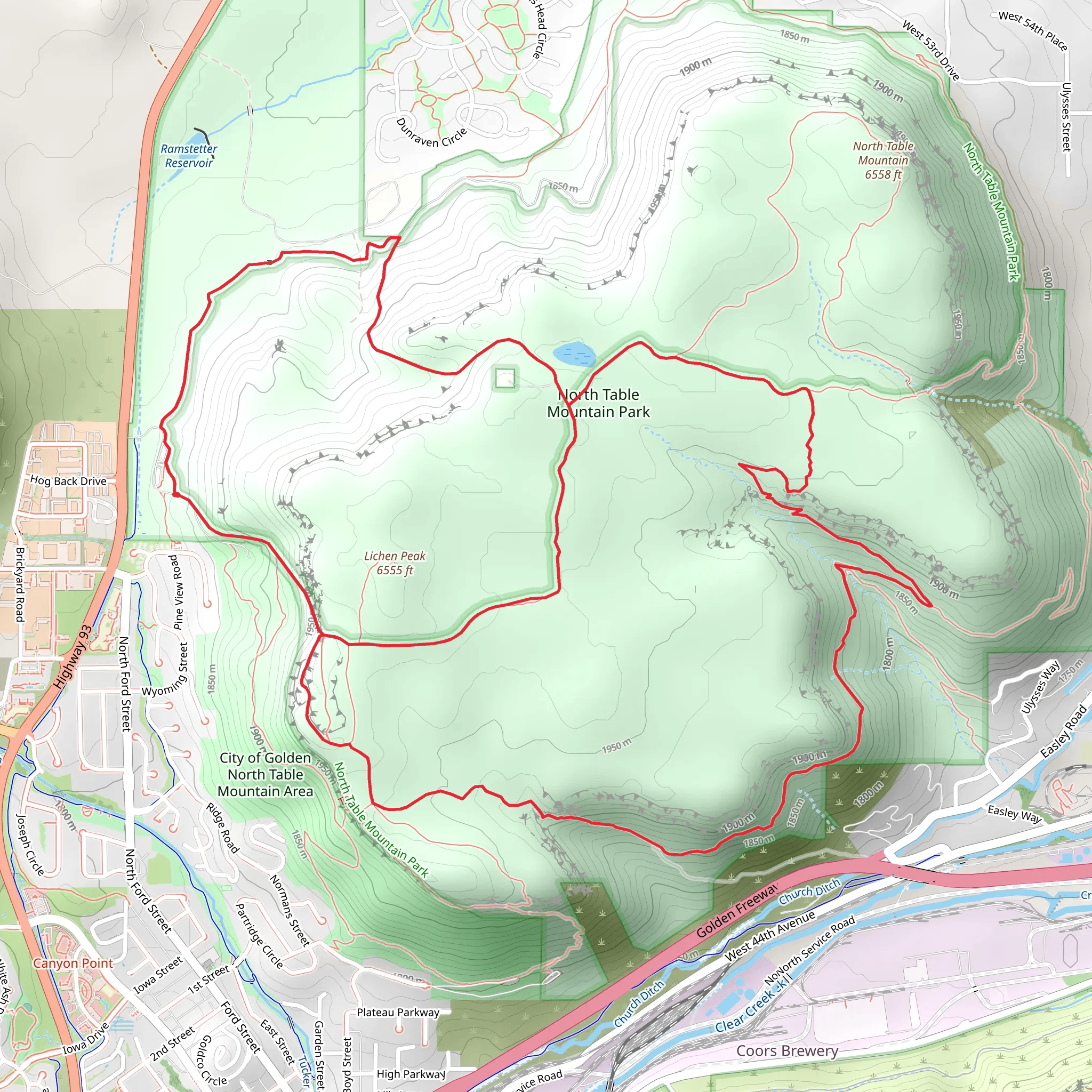 Lichen Peak Loop via North Table Loop Trail mobile static map