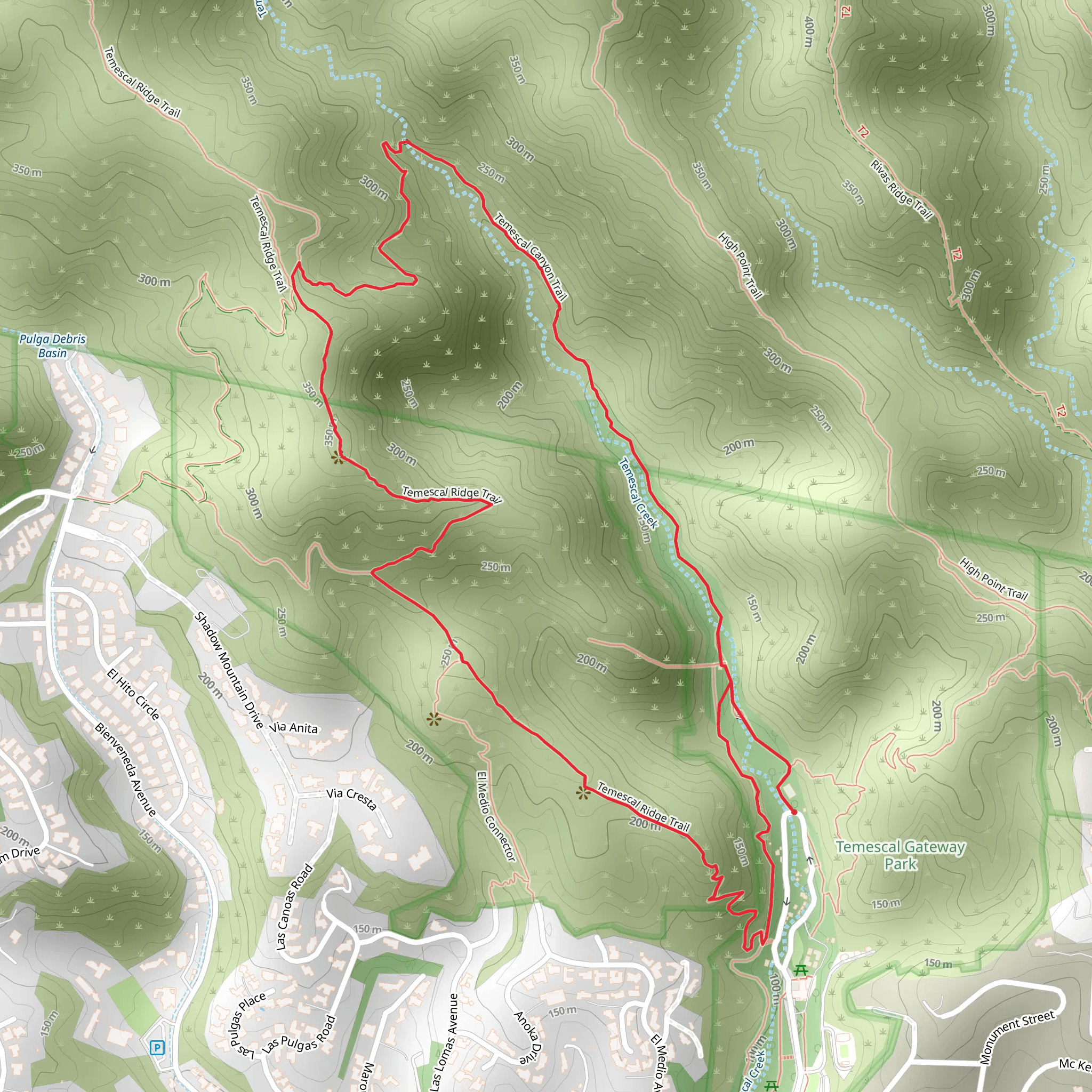 Temescal Canyon Trail and Temescal Ridge Trail Loop mobile static map