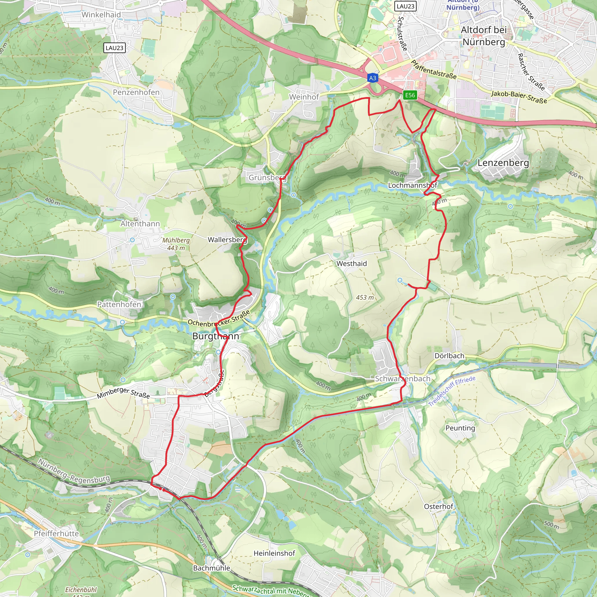 Ludwig Donau Main Kanal and Teufelskirche mobile static map
