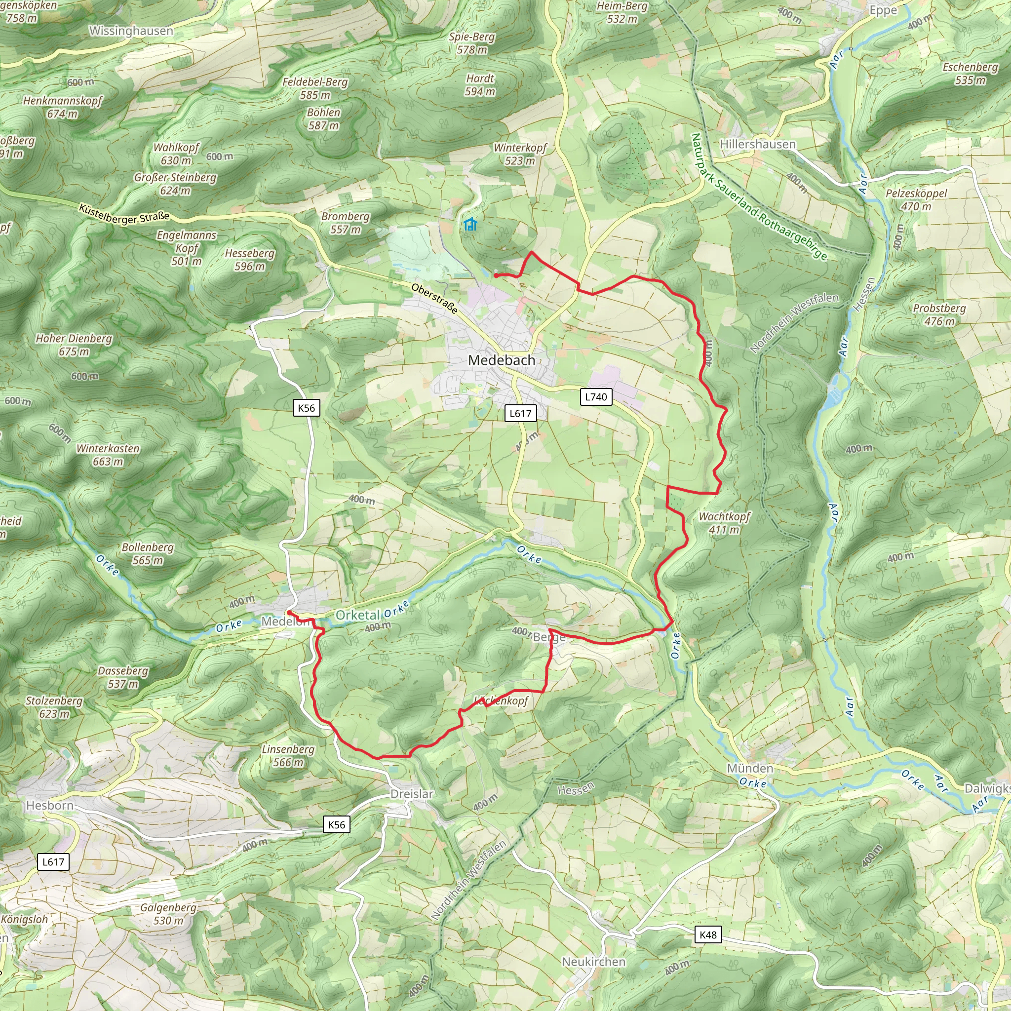 Medebach to Medelon Walk mobile static map