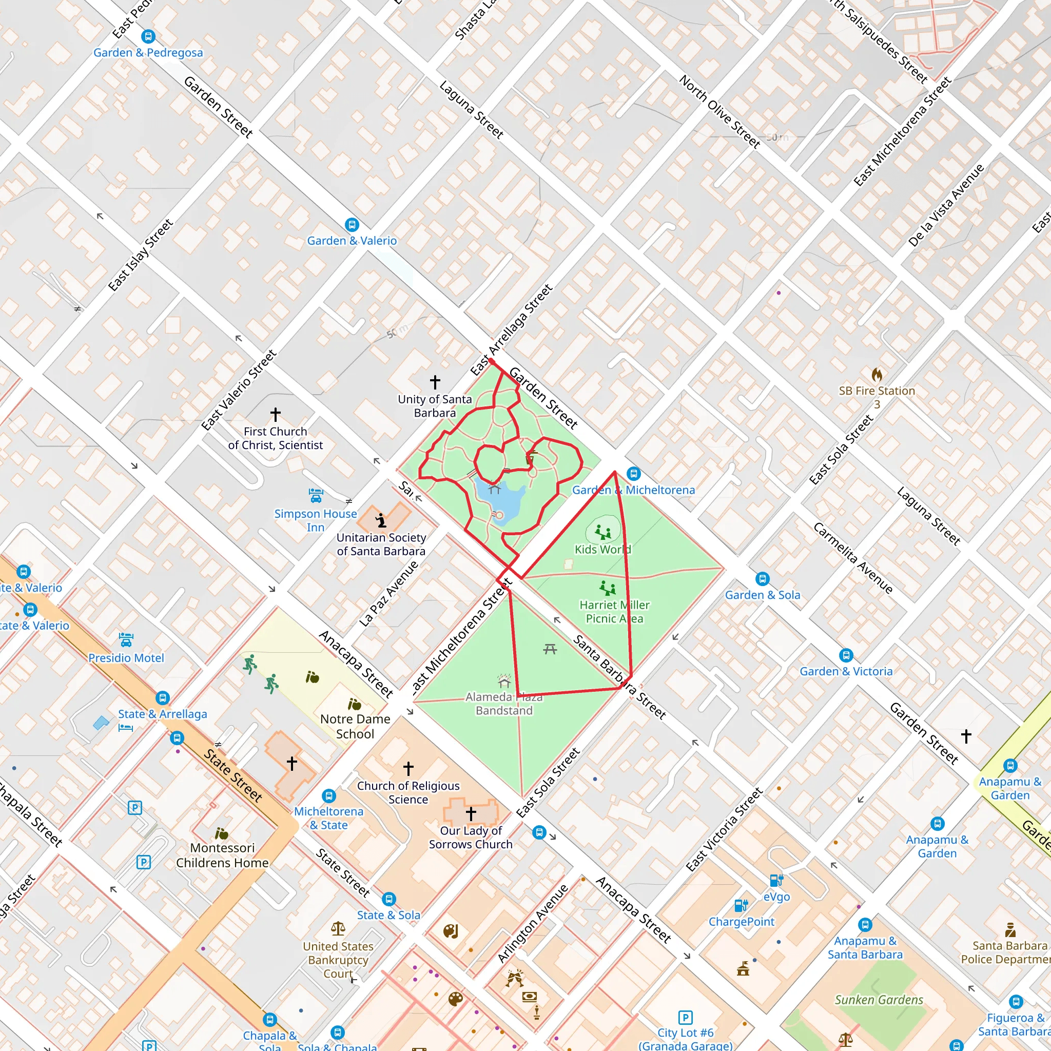 Alice Keck Park Memorial Gardens Loop mobile static map
