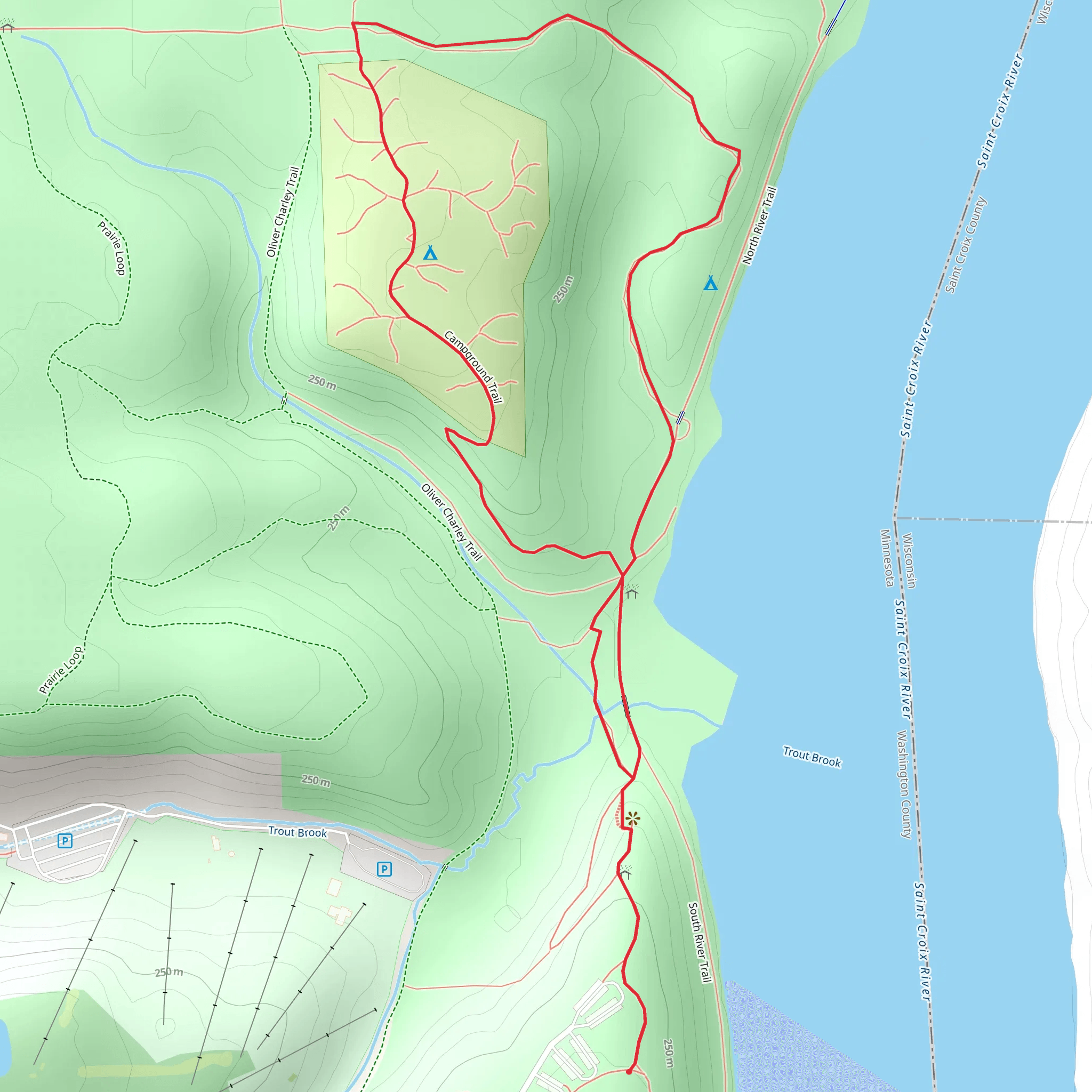 Alton State Park Back Country Campground Loop mobile static map