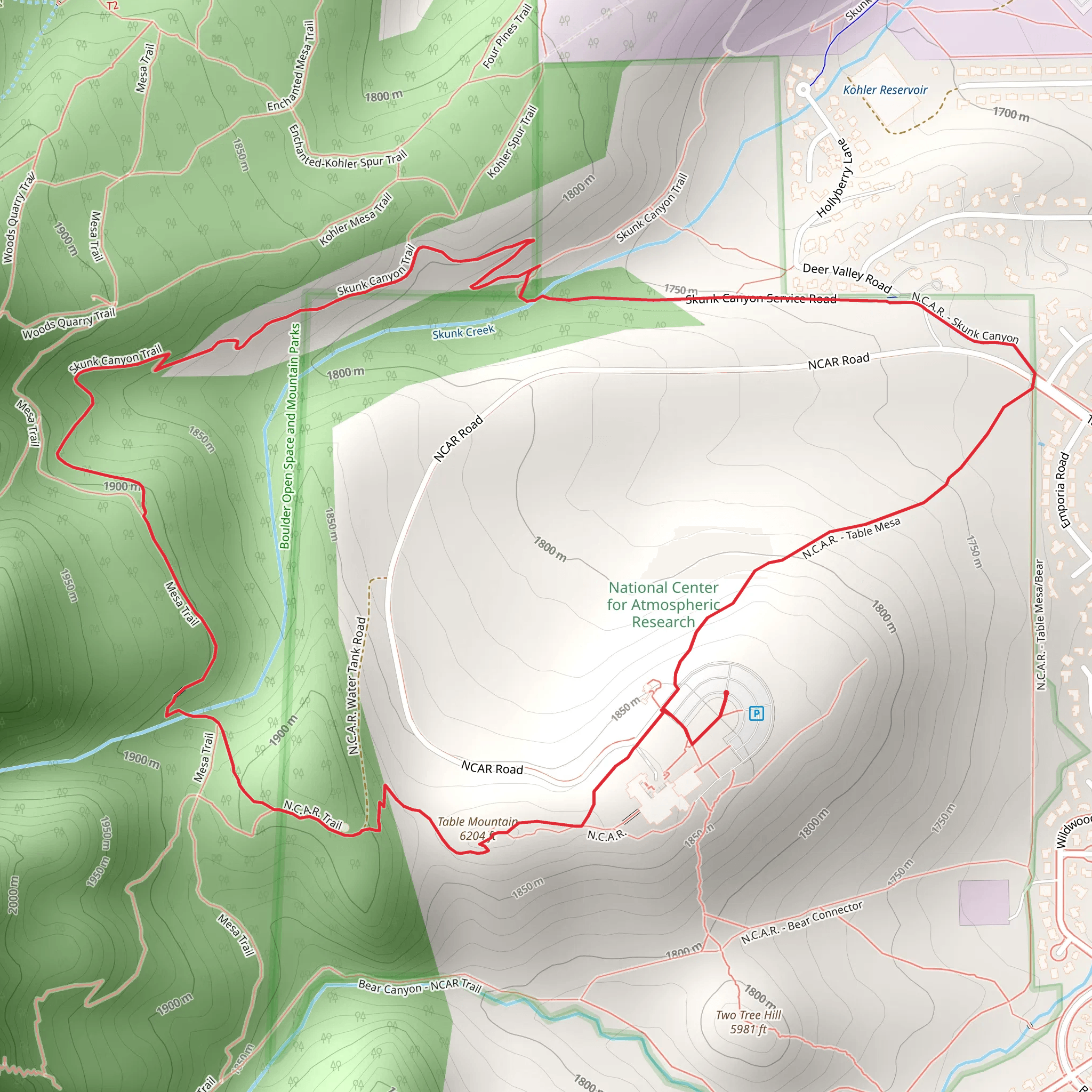 Table Mountain - Skunk Creek Loop mobile static map