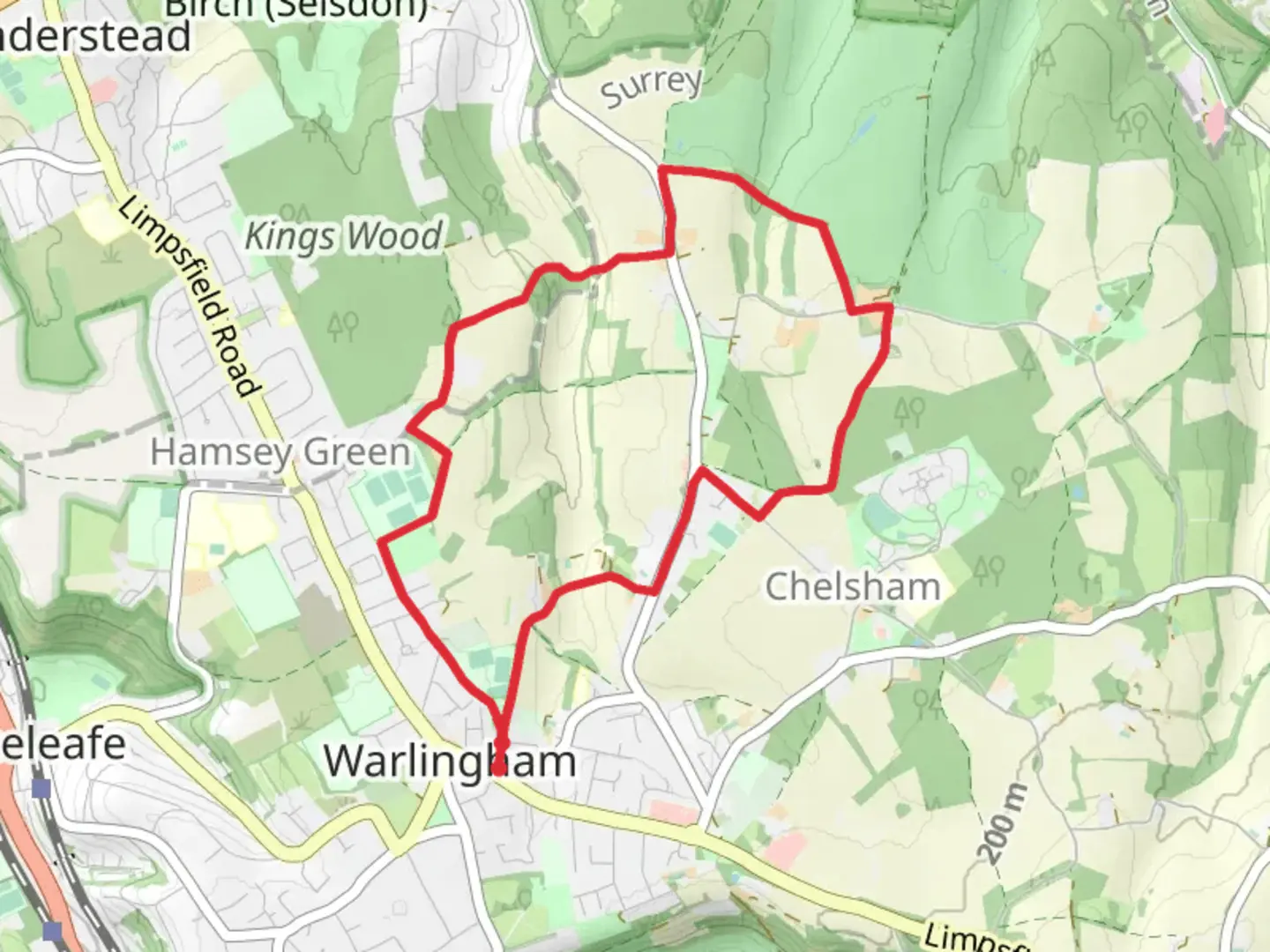 An image depicting the trail Warlingham and Farleigh Loop and its surrounding area.