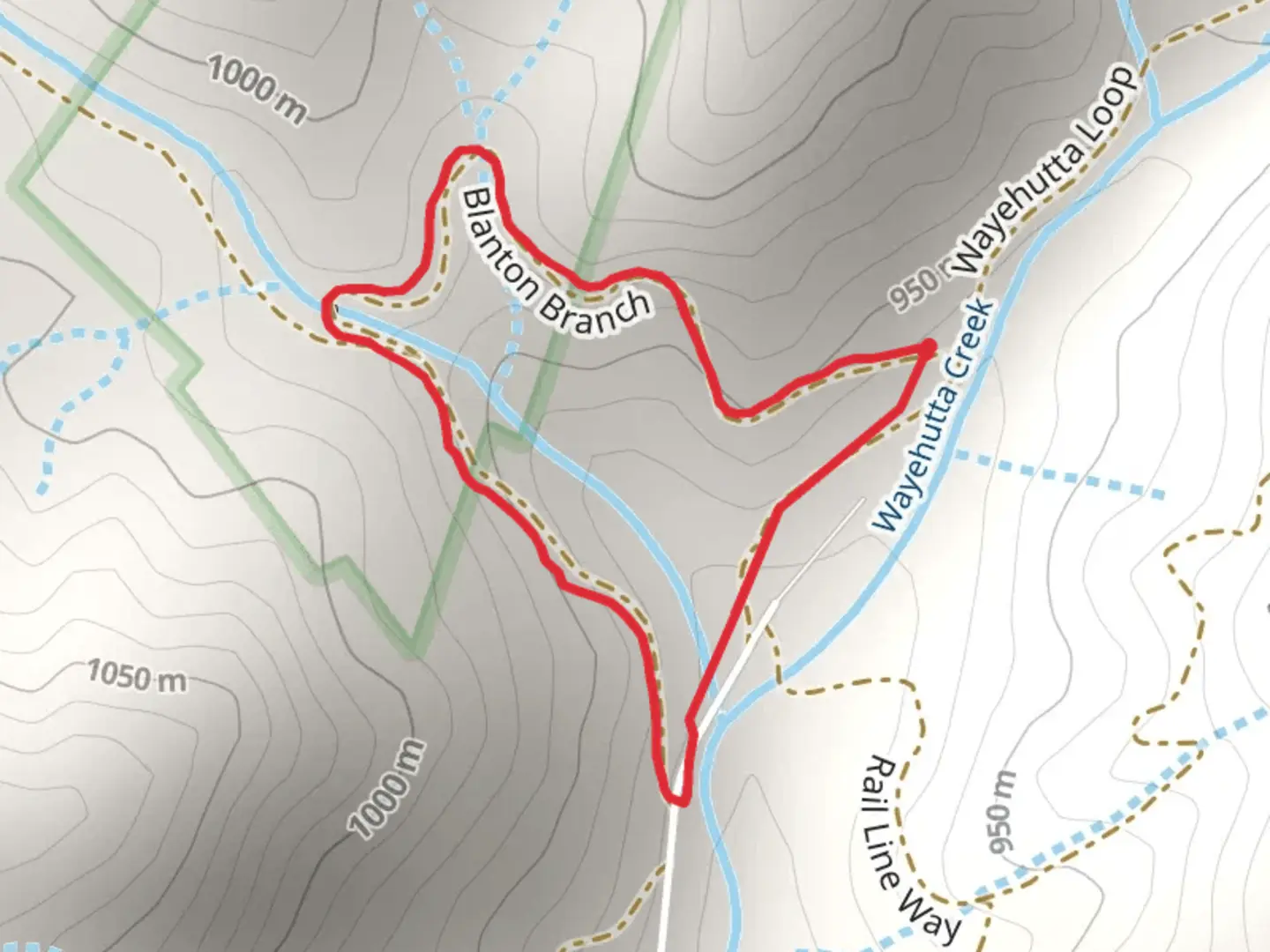 An image depicting the trail Blanton Branch Loop Trail and its surrounding area.