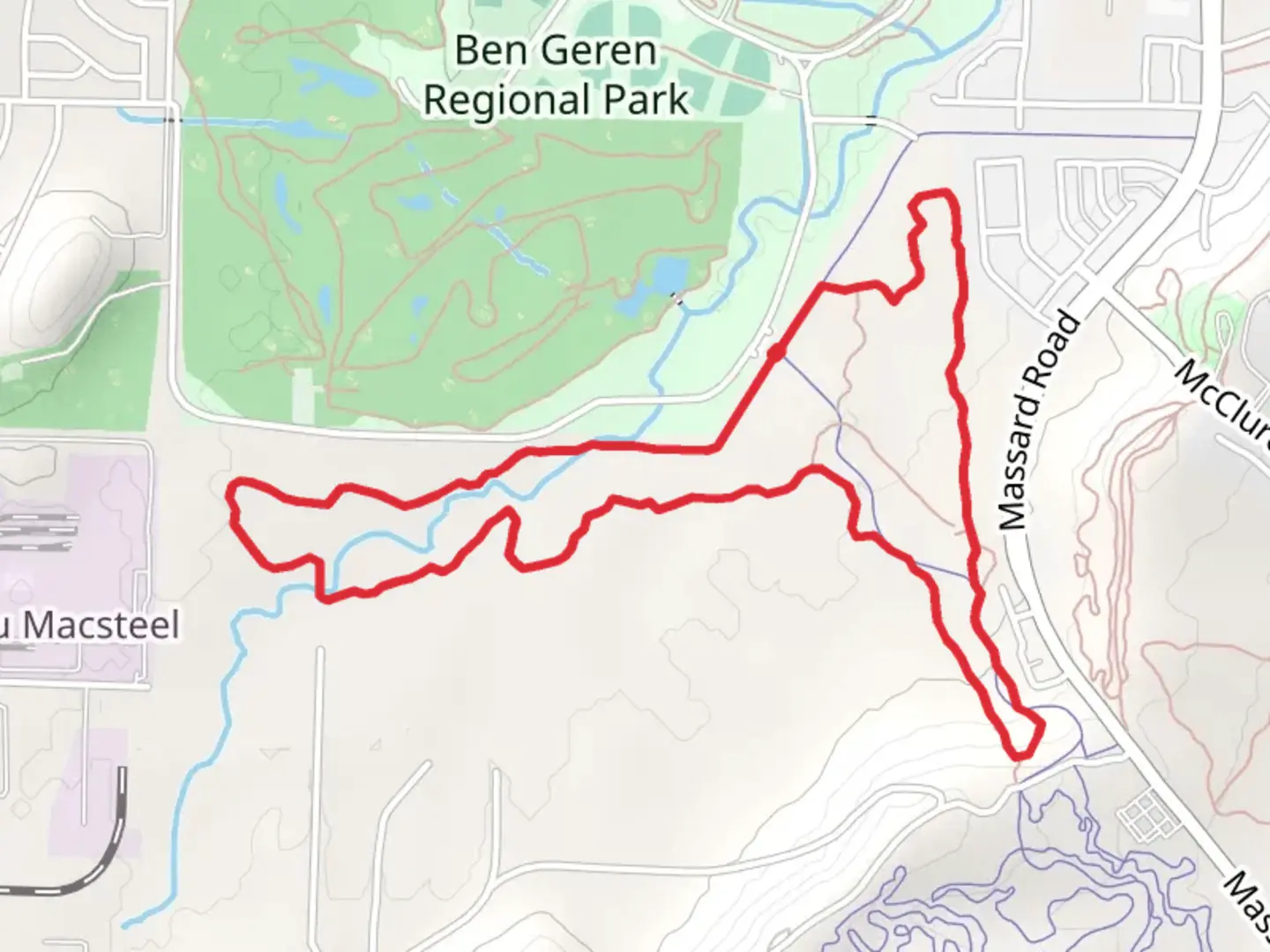 An image depicting the trail Beaver Dam and Wild Hog Tracks Loop and its surrounding area.